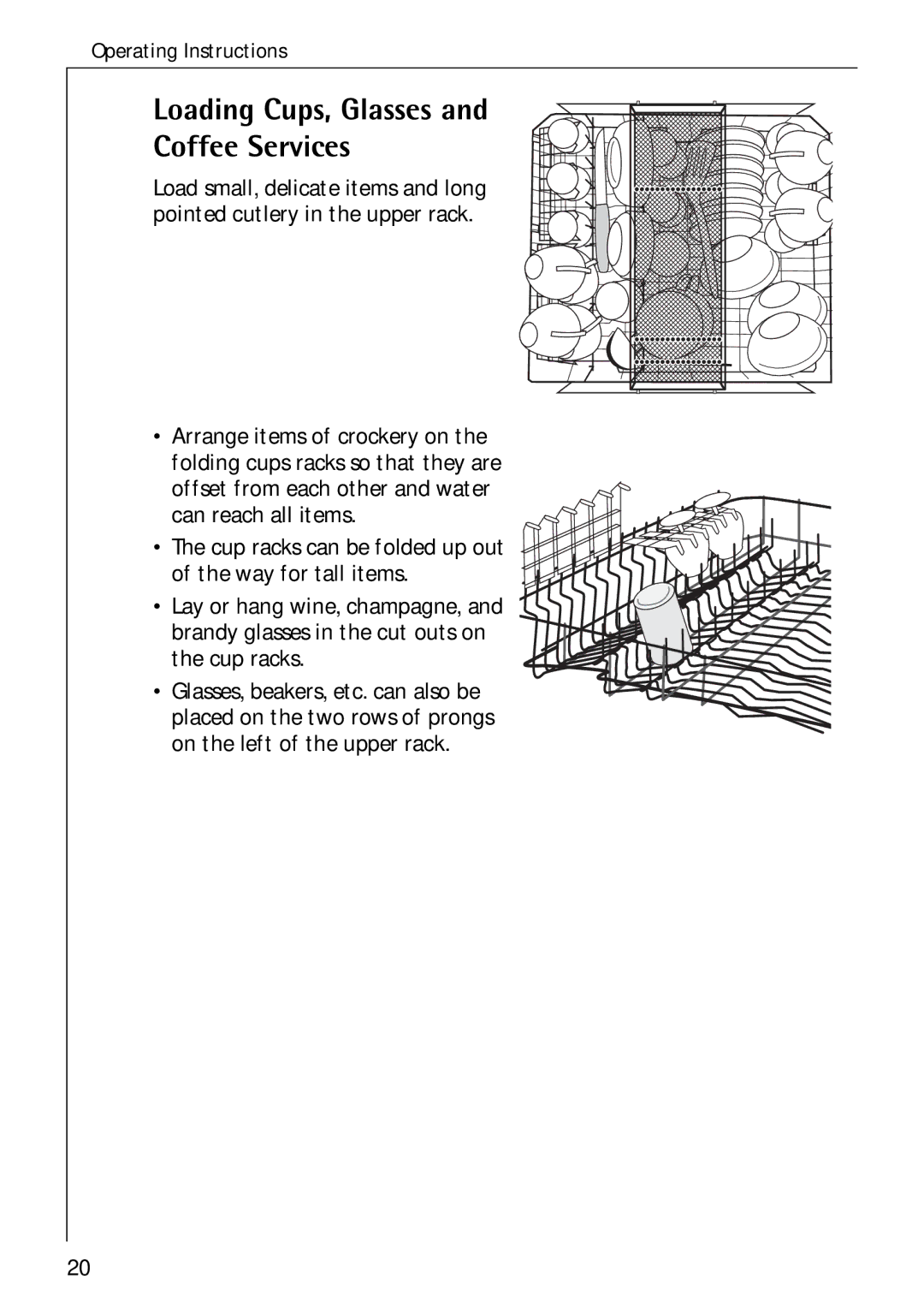 Electrolux 80850 i manual Loading Cups, Glasses and Coffee Services 