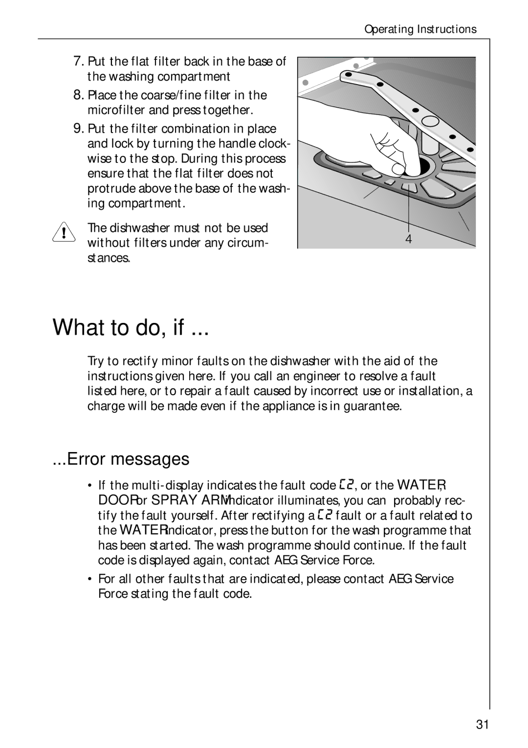 Electrolux 80850 i manual What to do, if, Error messages, Stances 