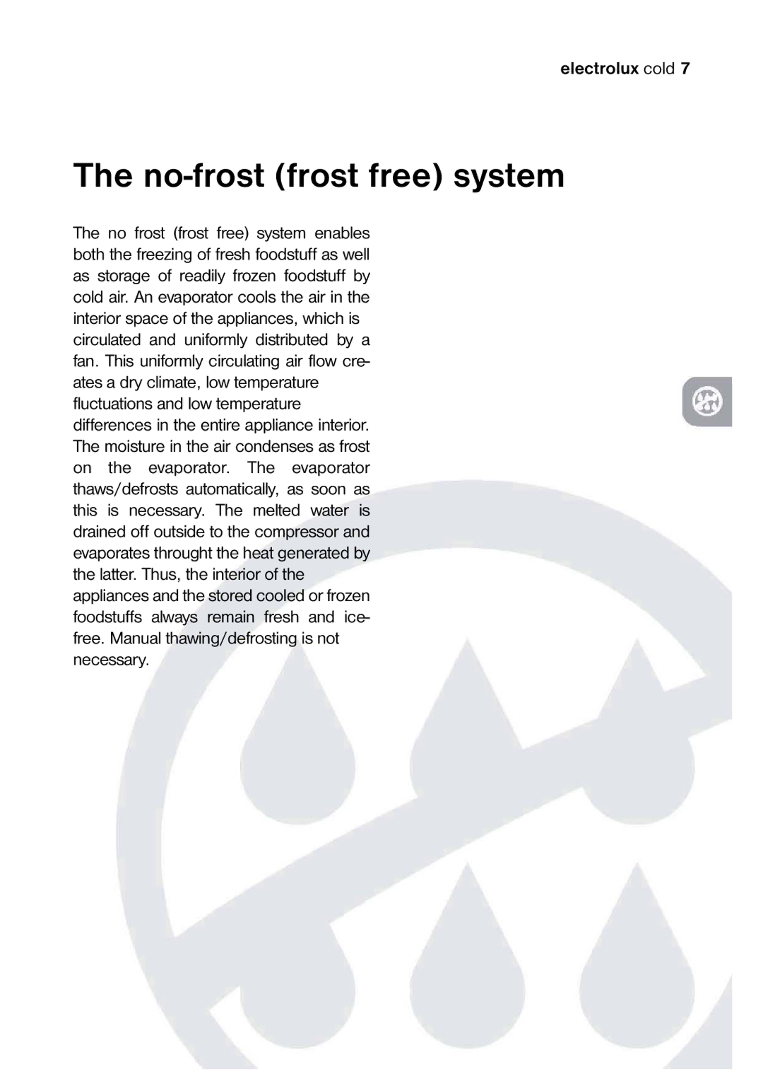 Electrolux 820 41 77 06 manual No-frost frost free system 