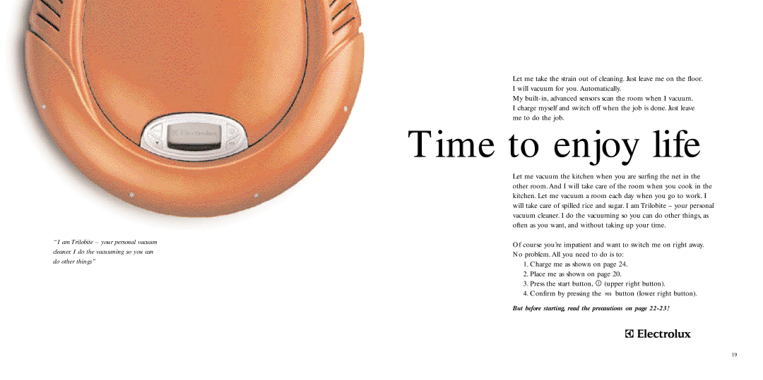 Electrolux 8228226-02 manual Time to enjoy life 