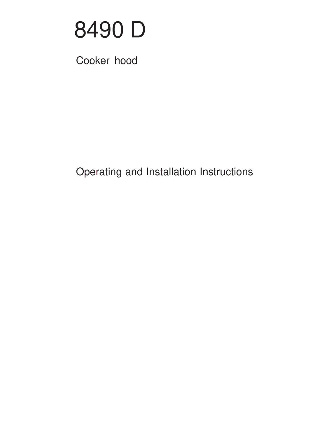 Electrolux 8490 D installation instructions 