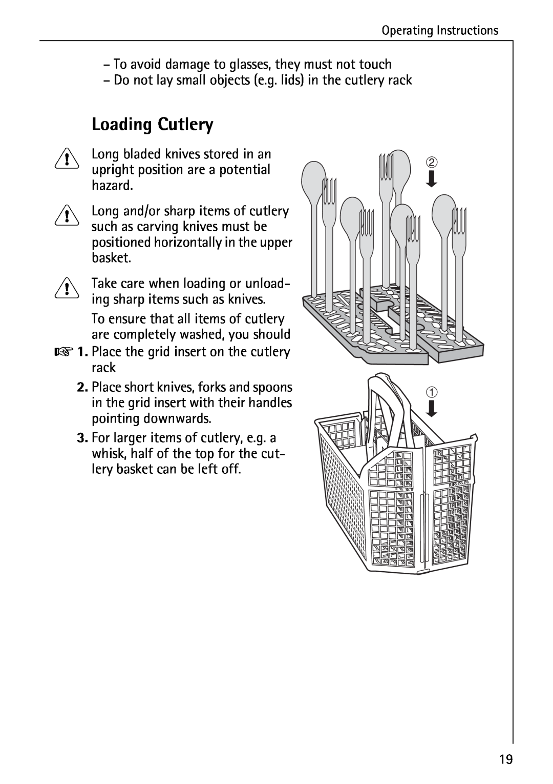Electrolux 85050 VI manual Loading Cutlery 