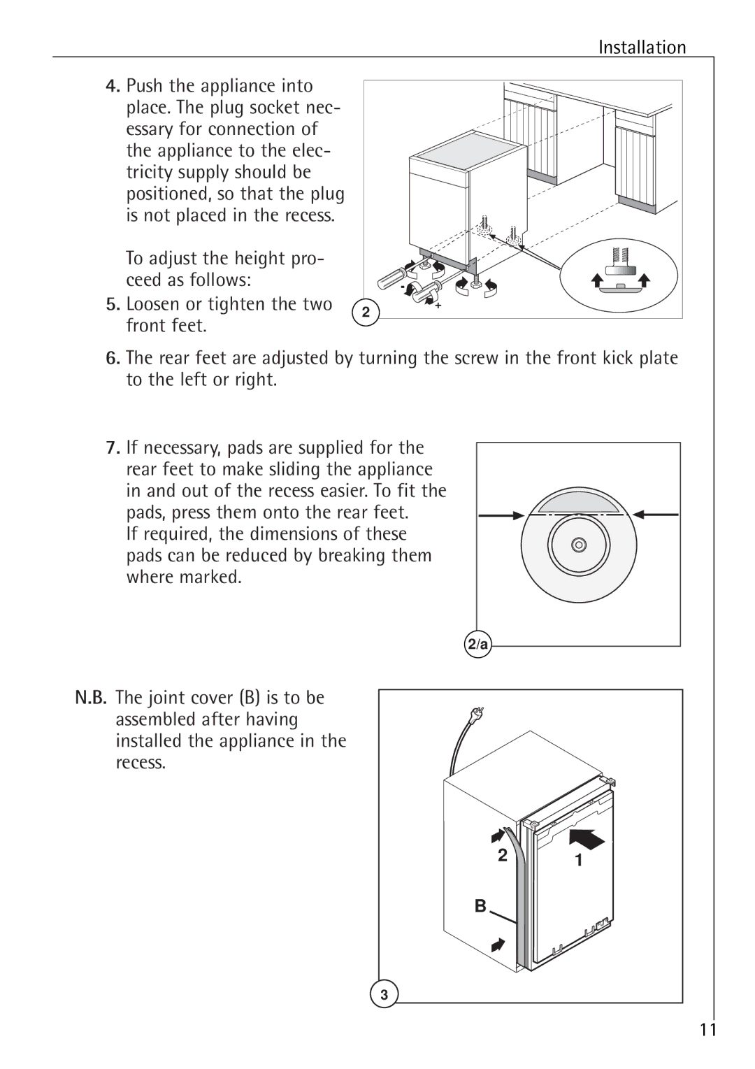 Electrolux 86000 i installation instructions Push the appliance into 