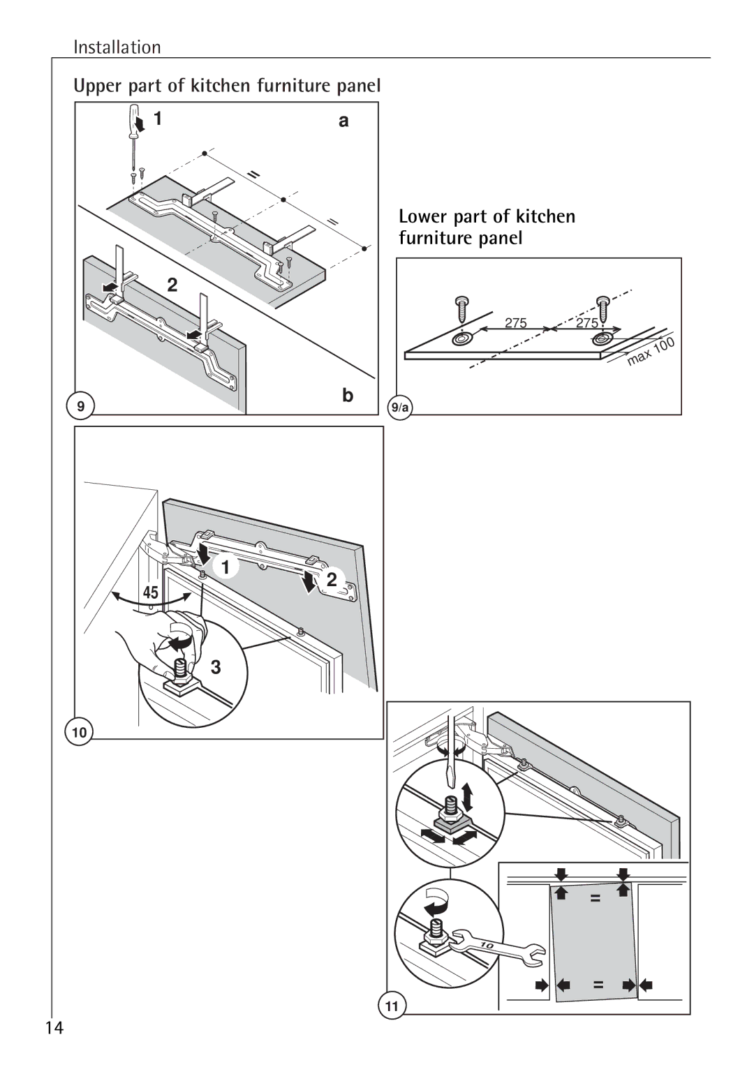 Electrolux 86000 i installation instructions Furniture panel 