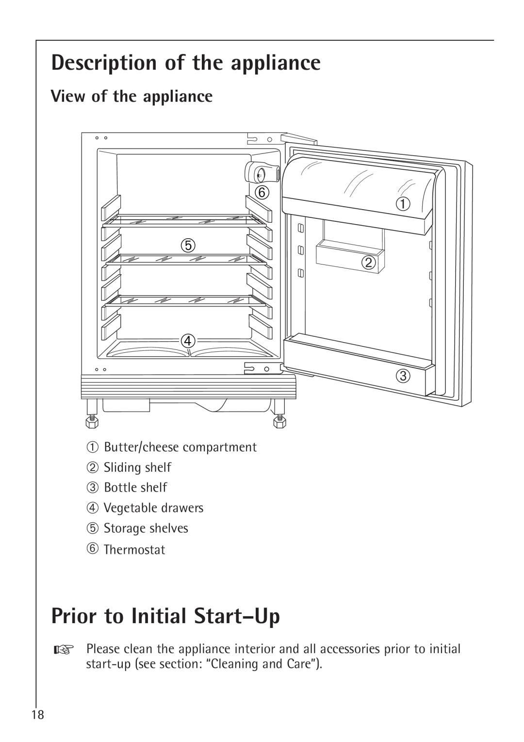 Electrolux 86000 i installation instructions Description of the appliance, Prior to Initial Start-Up, View of the appliance 