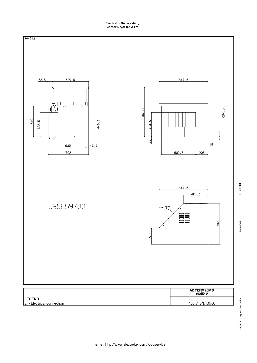 Electrolux ADTELC90MD, 864513 specifications ADTERC90MD, 864512 