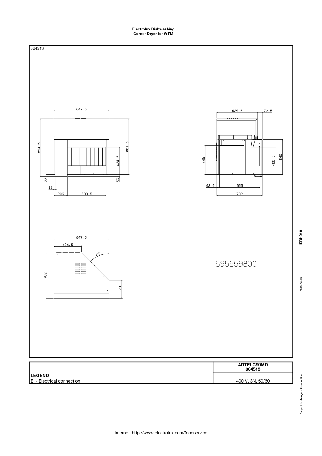 Electrolux 864513, ADTERC90MD, 864512, ADTELC90MD specifications 