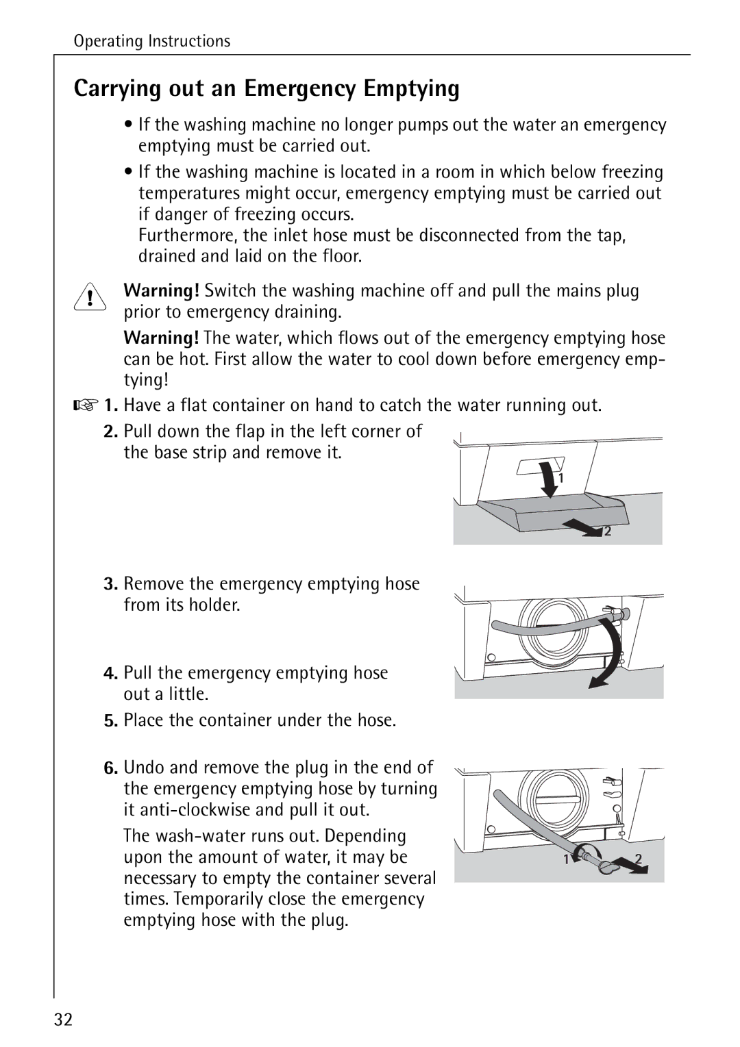 Electrolux 86720 manual Carrying out an Emergency Emptying 