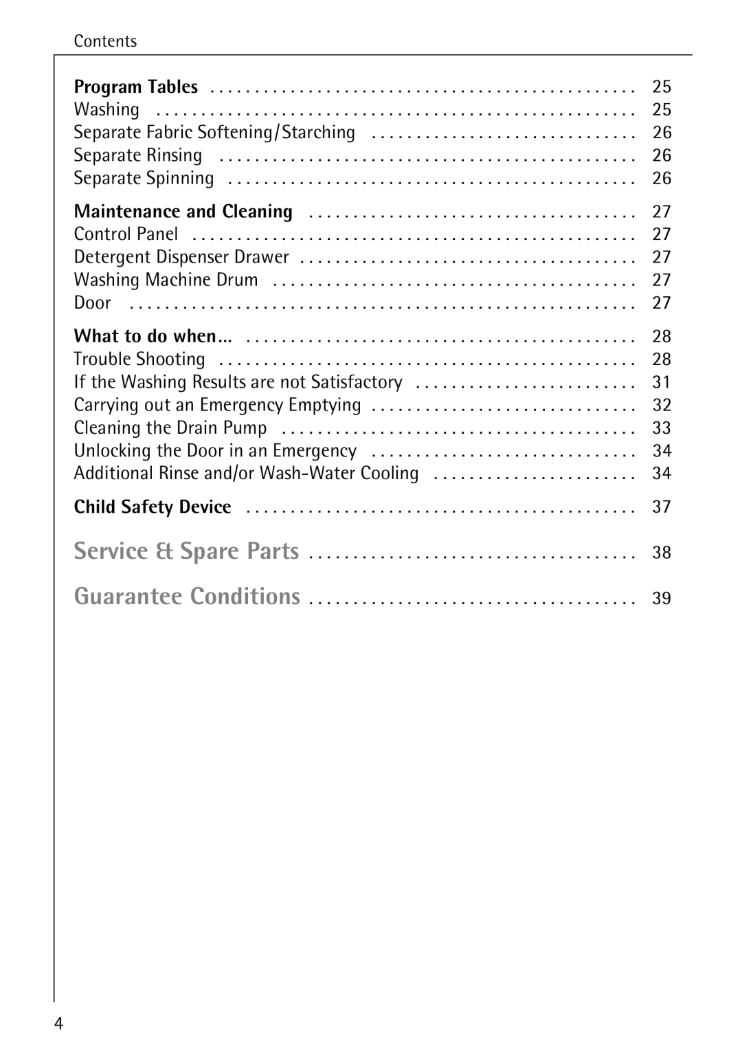 Electrolux 86720 manual Service & Spare Parts Guarantee Conditions 