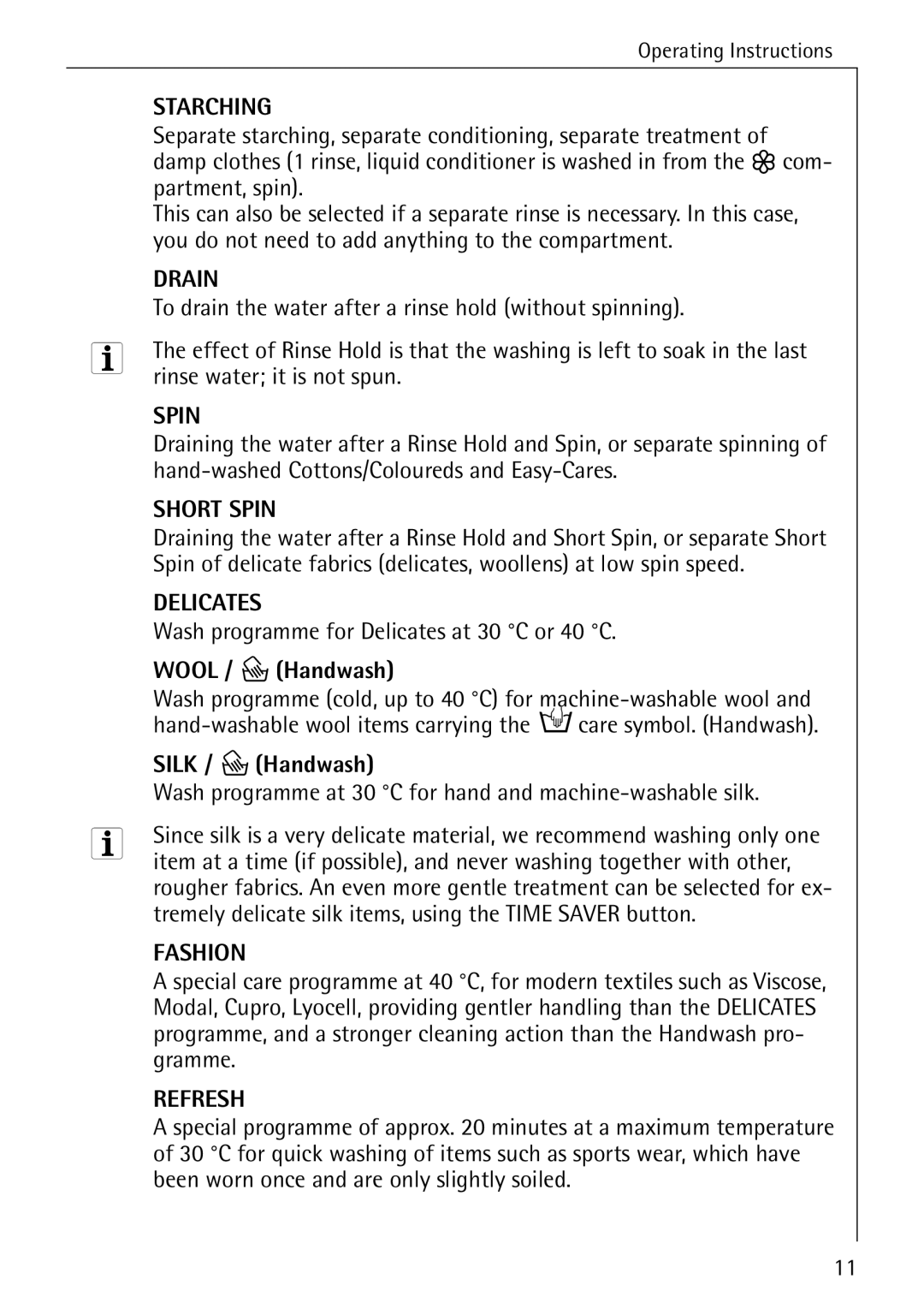 Electrolux 86741 manual Wool / P Handwash, Silk / P Handwash 