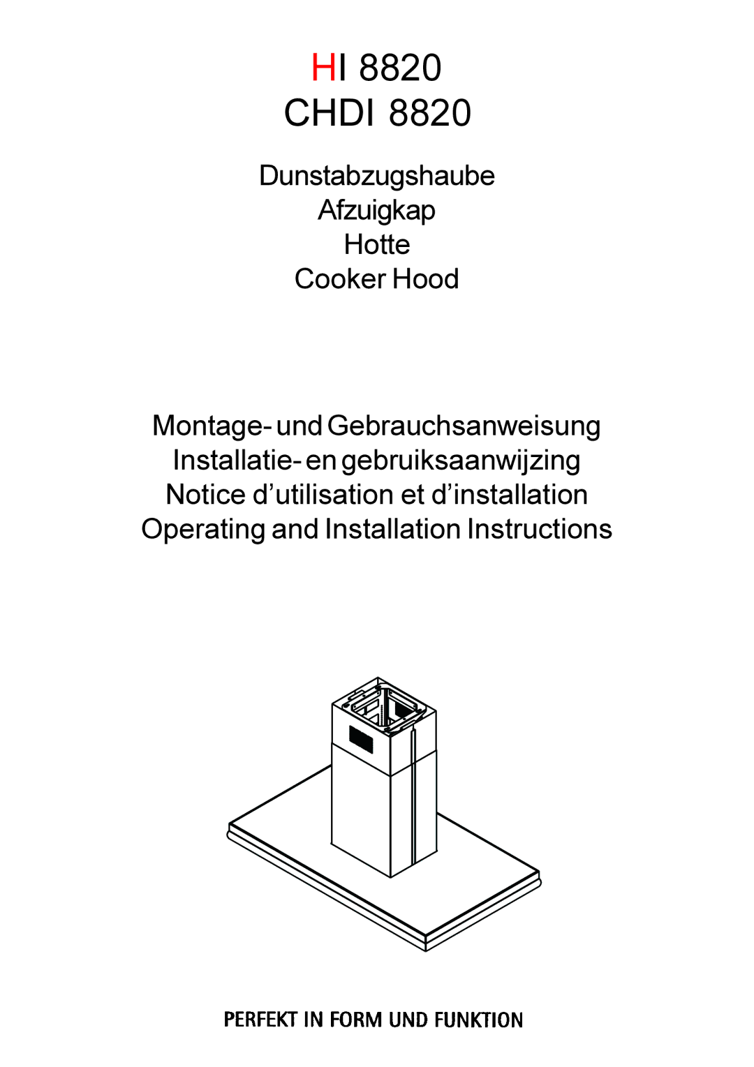 Electrolux 8820 installation instructions Chdi 