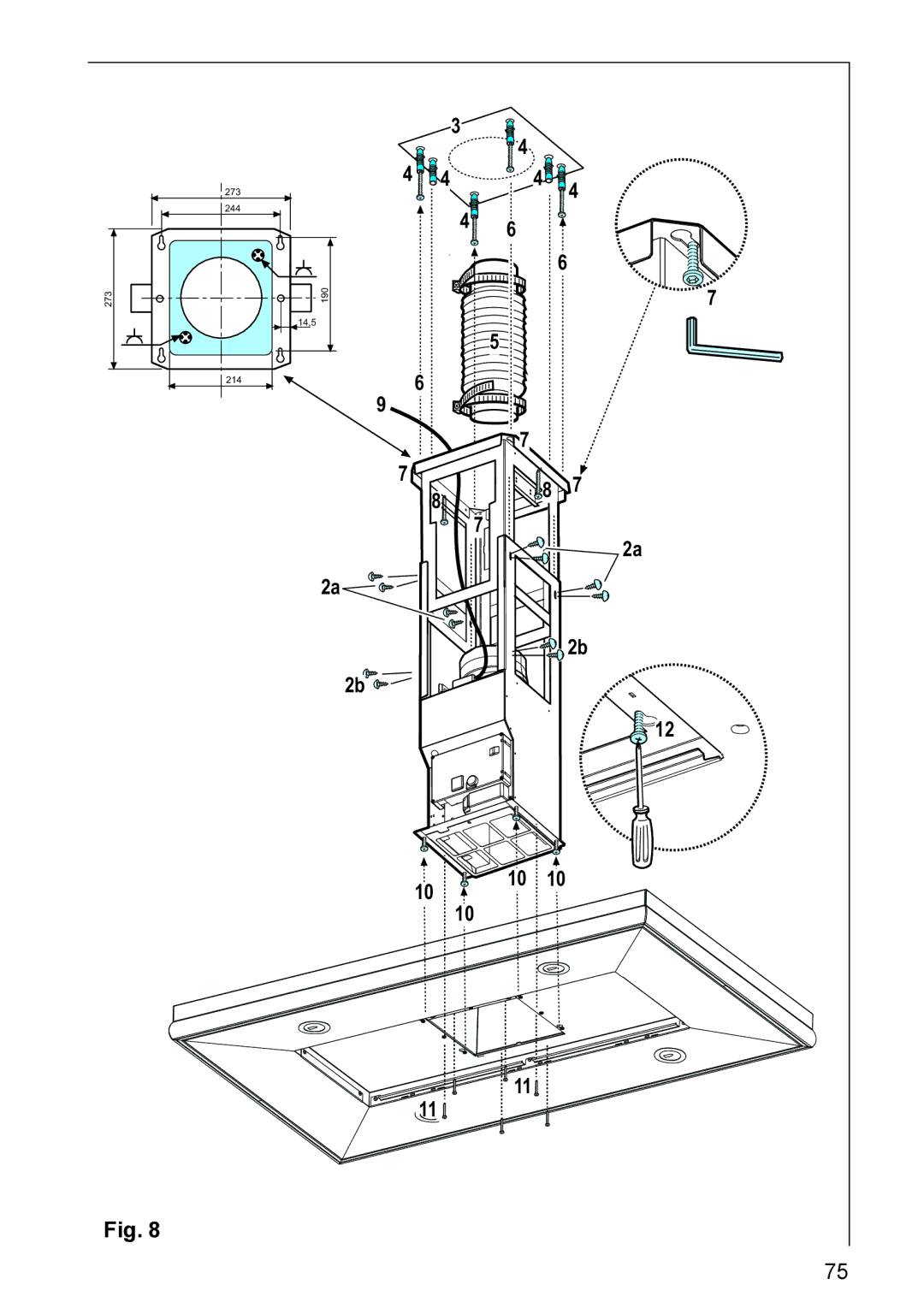 Electrolux 8820 installation instructions 273 244 190 14,5 214 