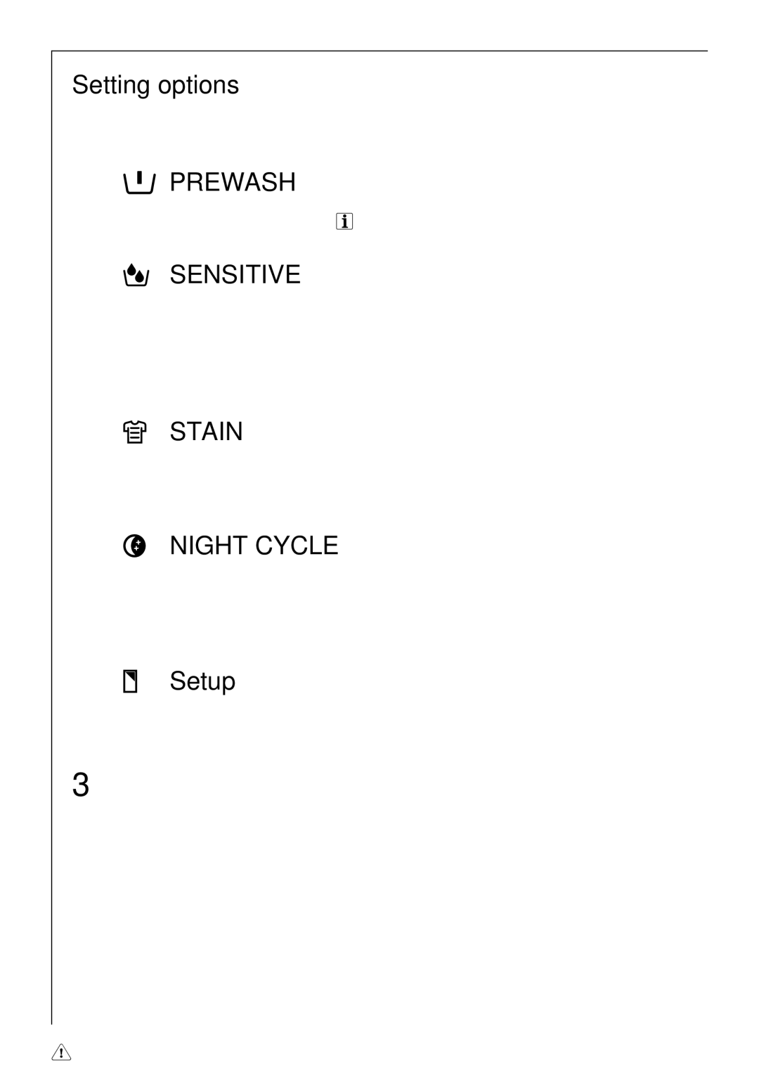 Electrolux 88810 manual Setting options, Setup 