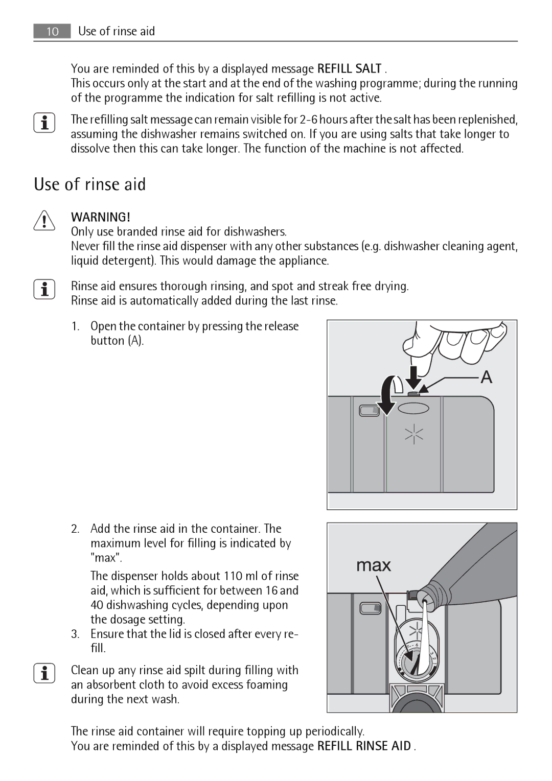 Electrolux 89020 I user manual Use of rinse aid 