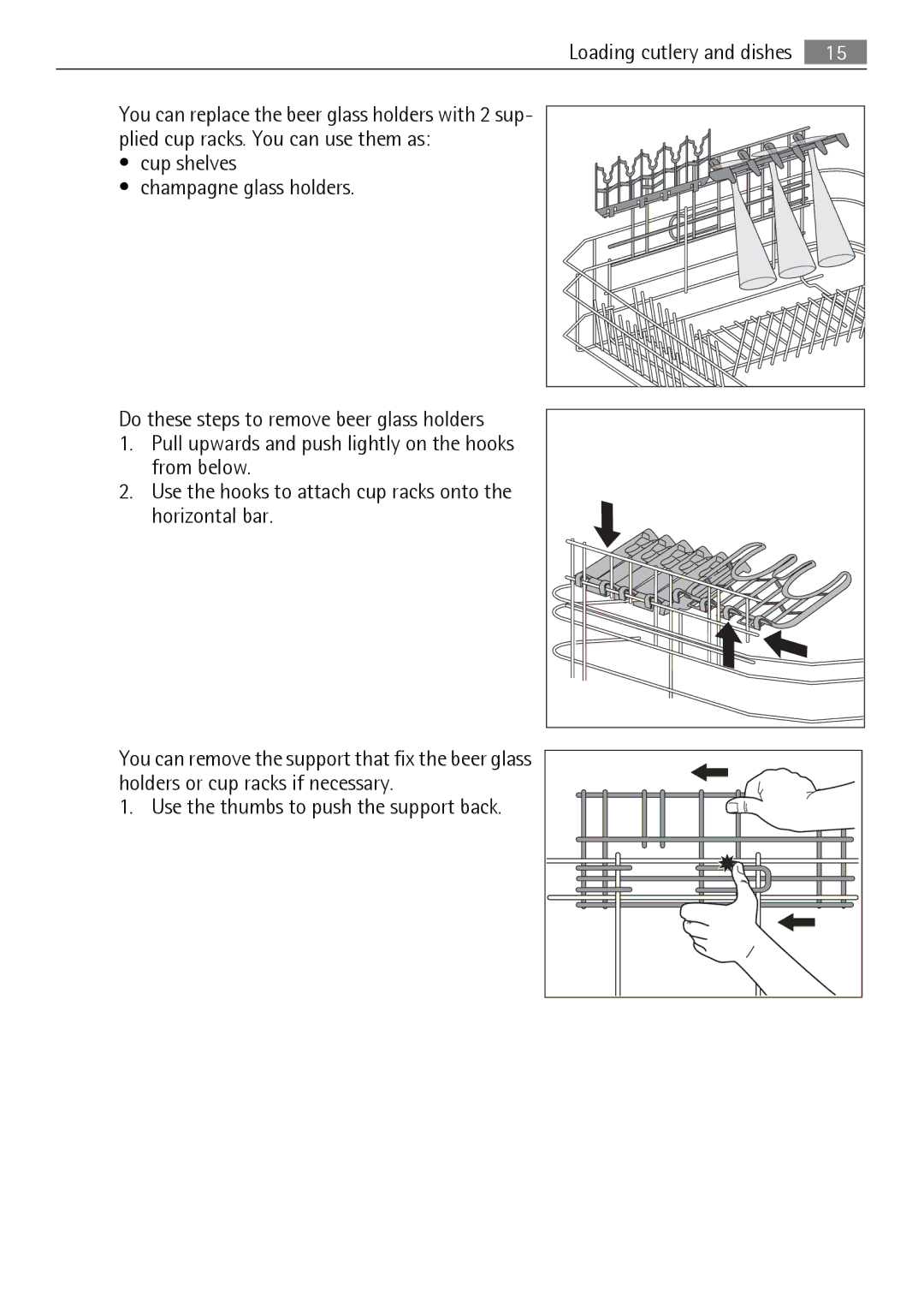 Electrolux 89020 I user manual Use the thumbs to push the support back 