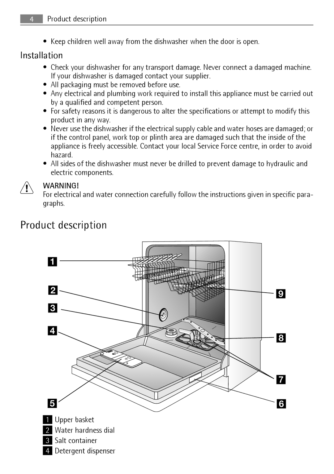 Electrolux 89020 I user manual Product description, Installation 