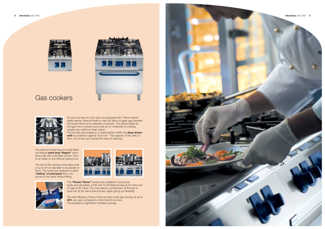 Electrolux 900 manual Gas cookers 