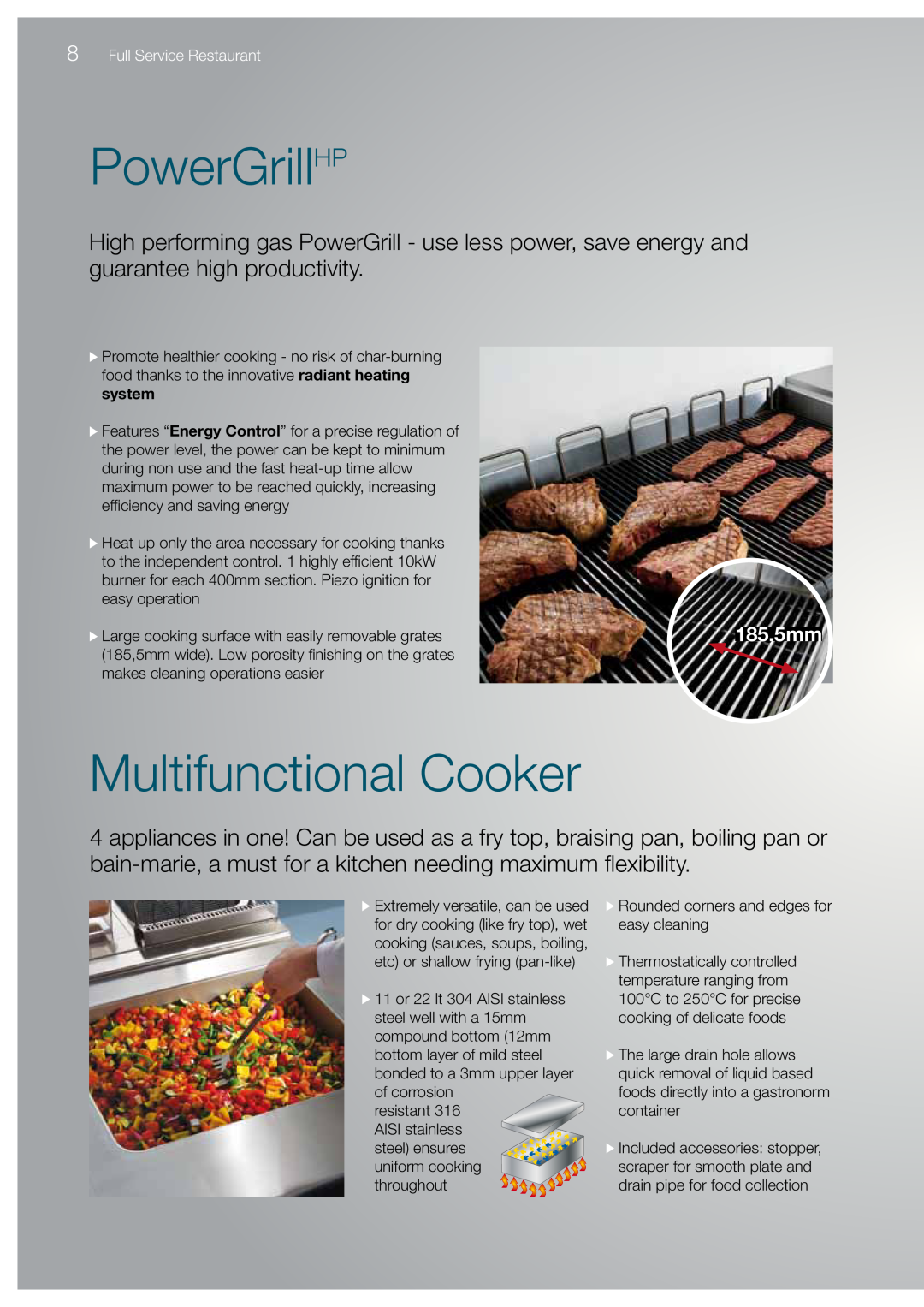 Electrolux 900XP, 700XP manual PowerGrillHP, Multifunctional Cooker, 185,5mm 