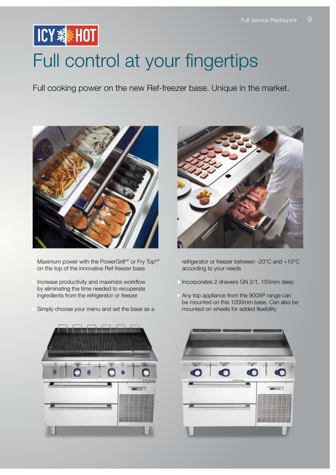 Electrolux 700XP Full control at your fingertips, Full cooking power on the new Ref-freezer base. Unique in the market 