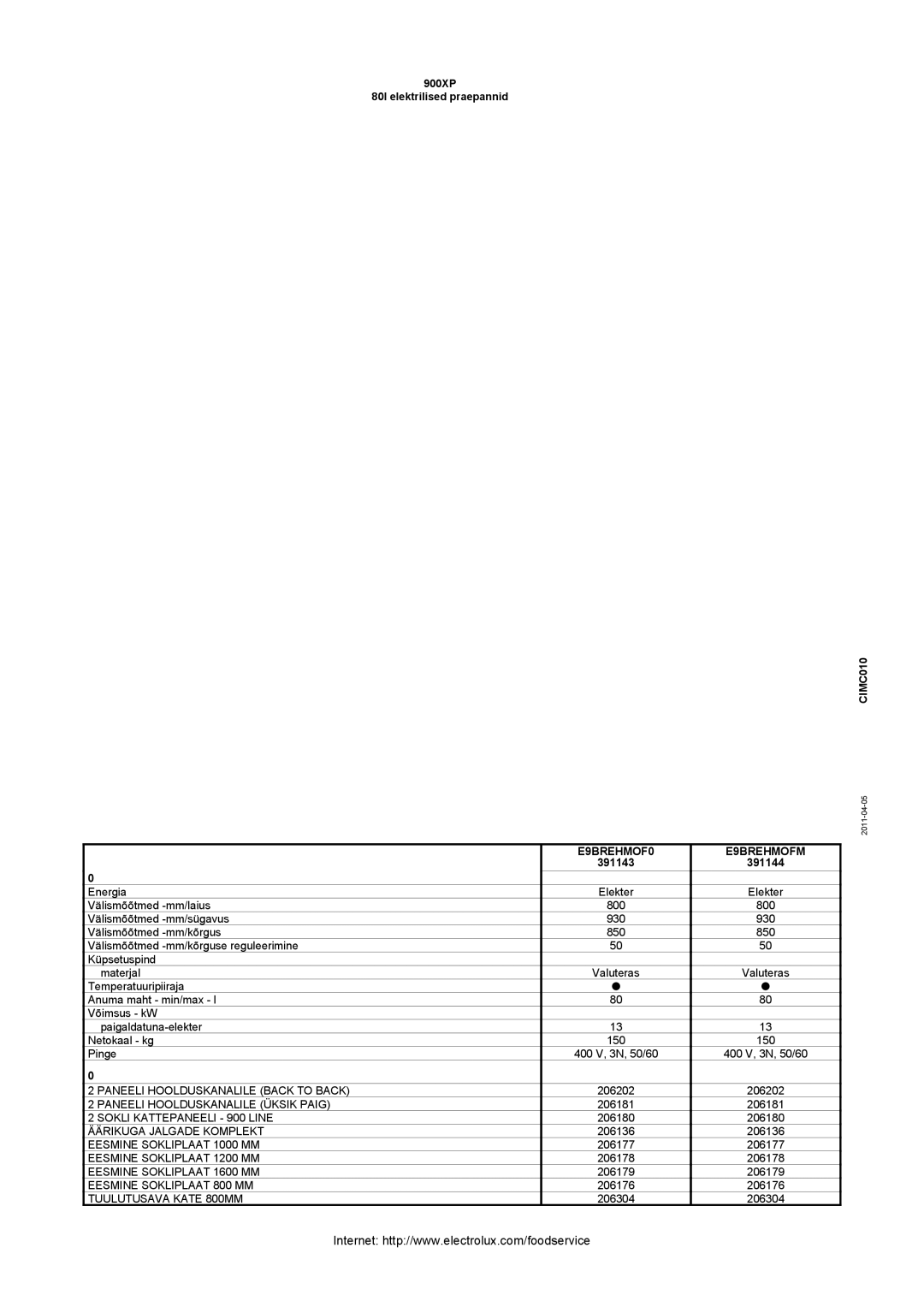 Electrolux 900XP owner manual E9BREHMOF0 E9BREHMOFM 