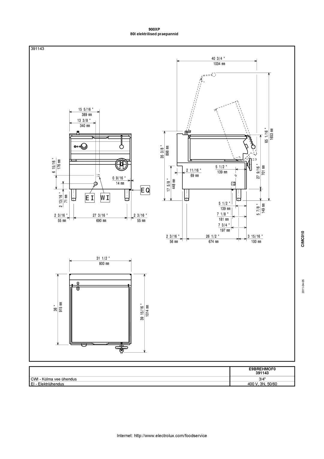 Electrolux 900XP owner manual 391143 