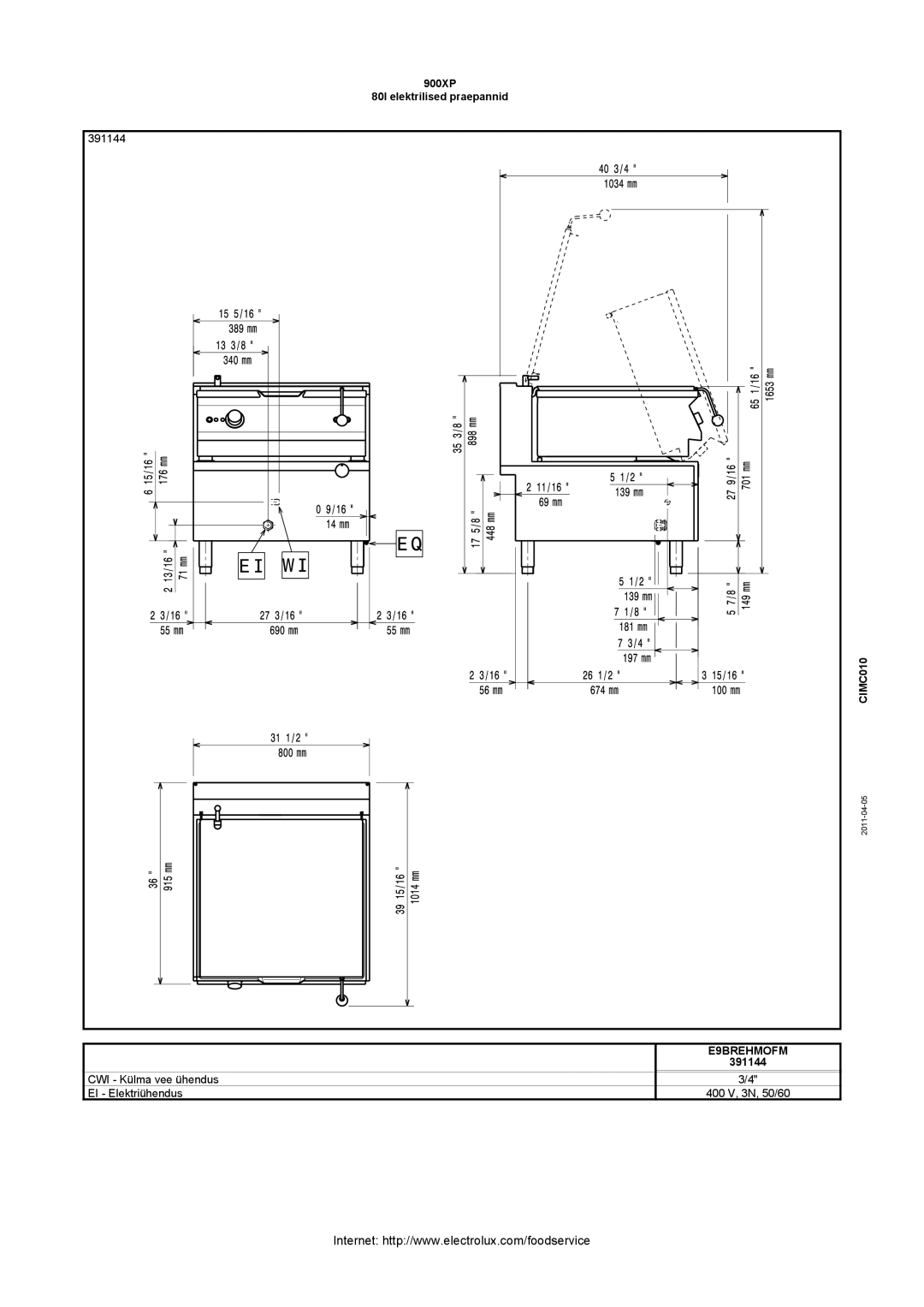 Electrolux 900XP owner manual 391144 