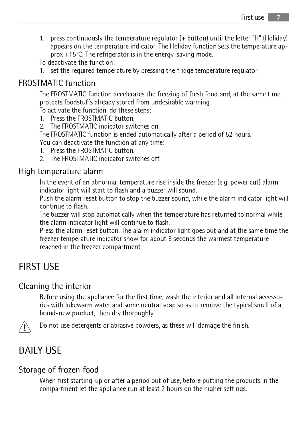 Electrolux S75348KG5, 925033134, 210621236-11052010 user manual First USE, Daily USE 