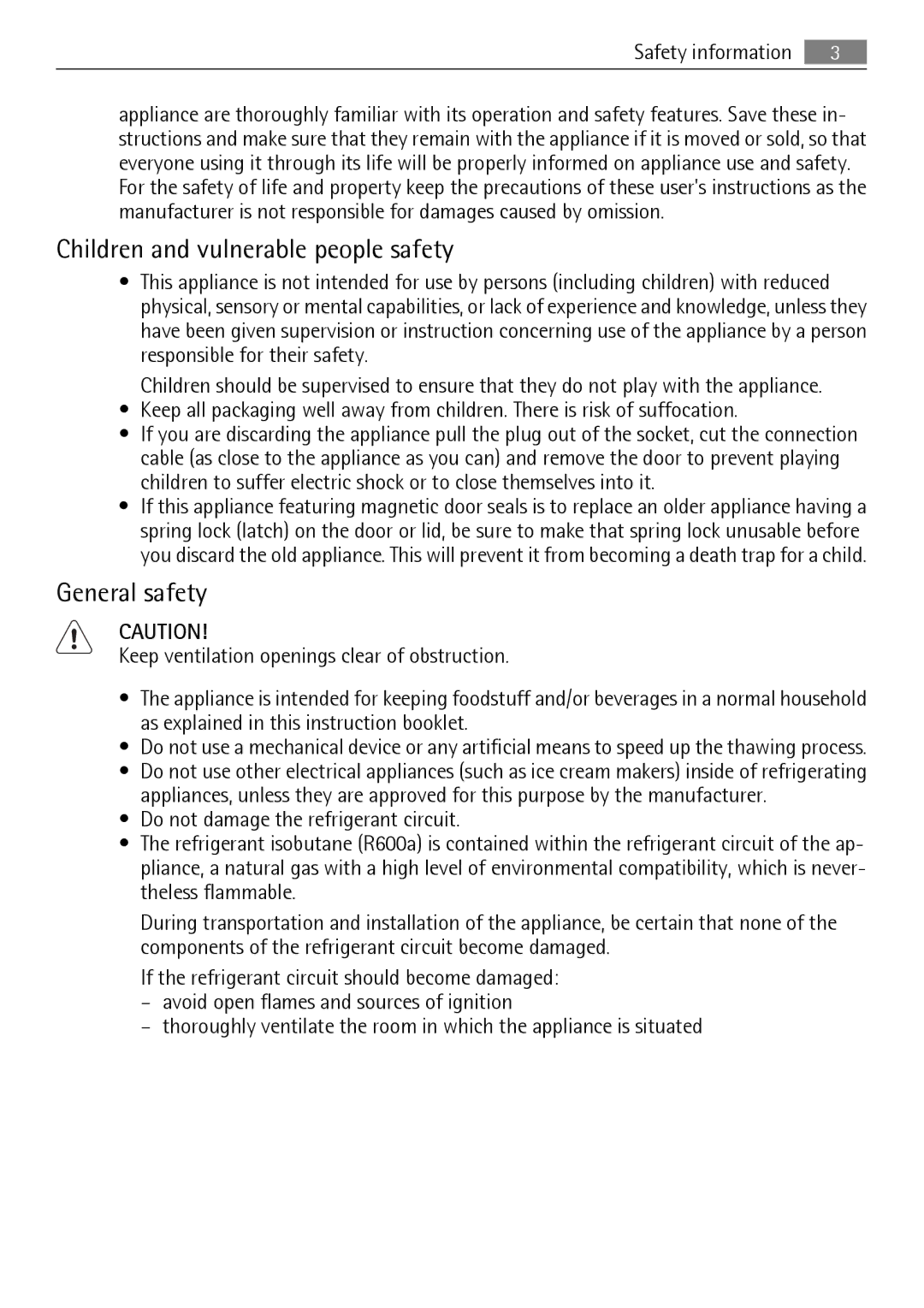 Electrolux S75340KG98, 925033685 user manual Children and vulnerable people safety, General safety, Safety information 