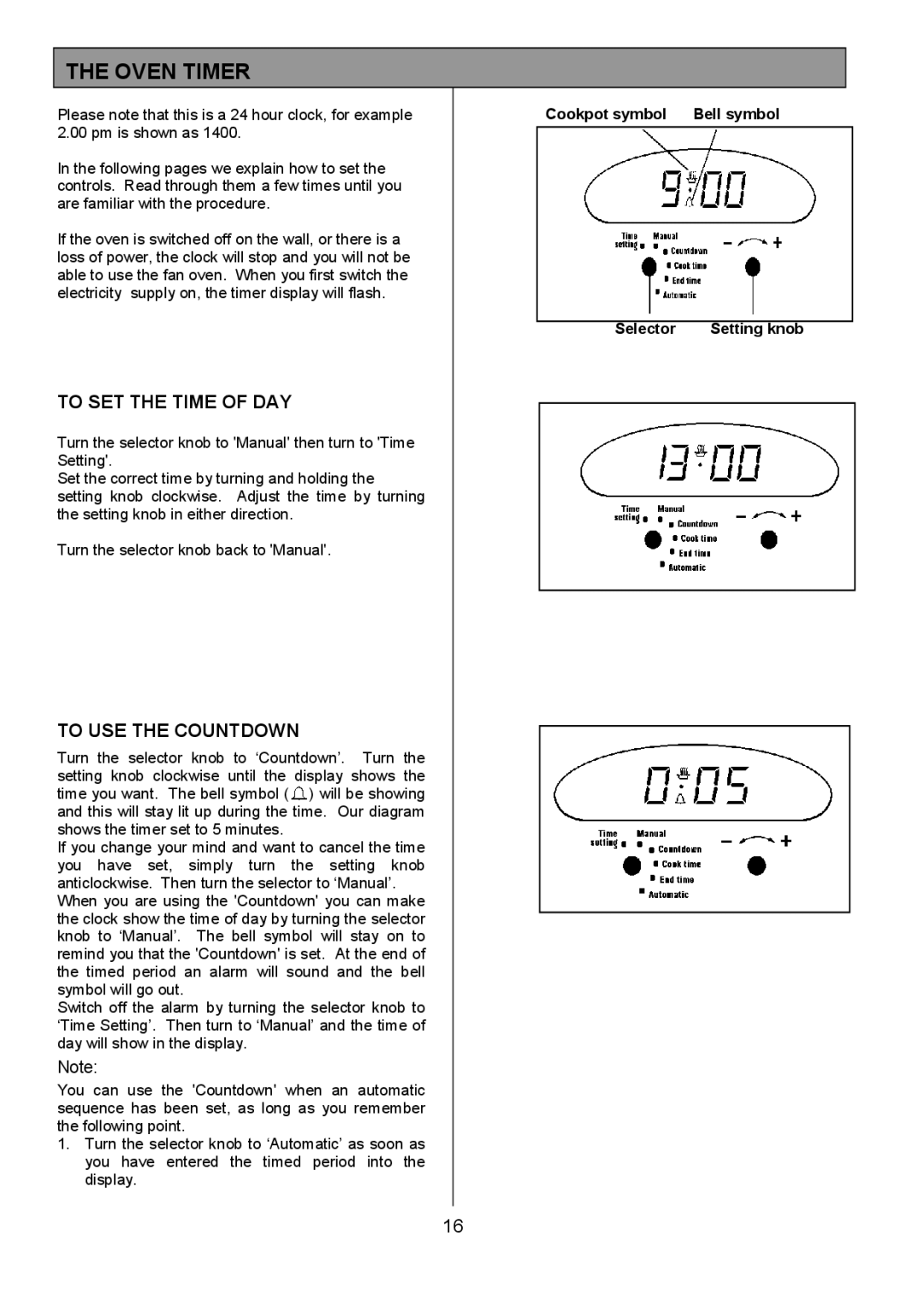 Electrolux 949, 948 manual Oven Timer, To SET the Time of DAY, To USE the Countdown 