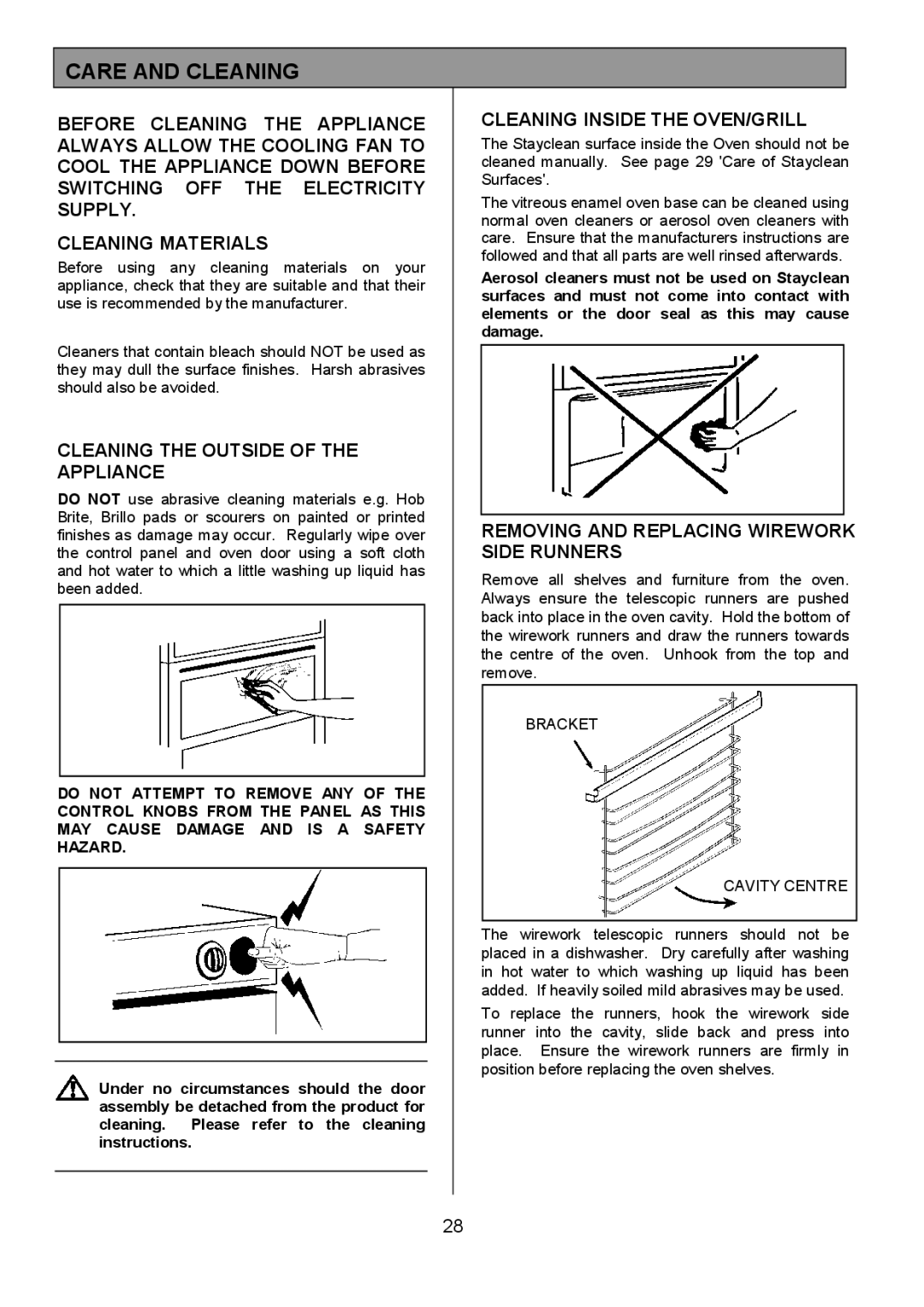 Electrolux 949, 948 manual Care and Cleaning, Cleaning the Outside of the Appliance, Cleaning Inside the OVEN/GRILL 