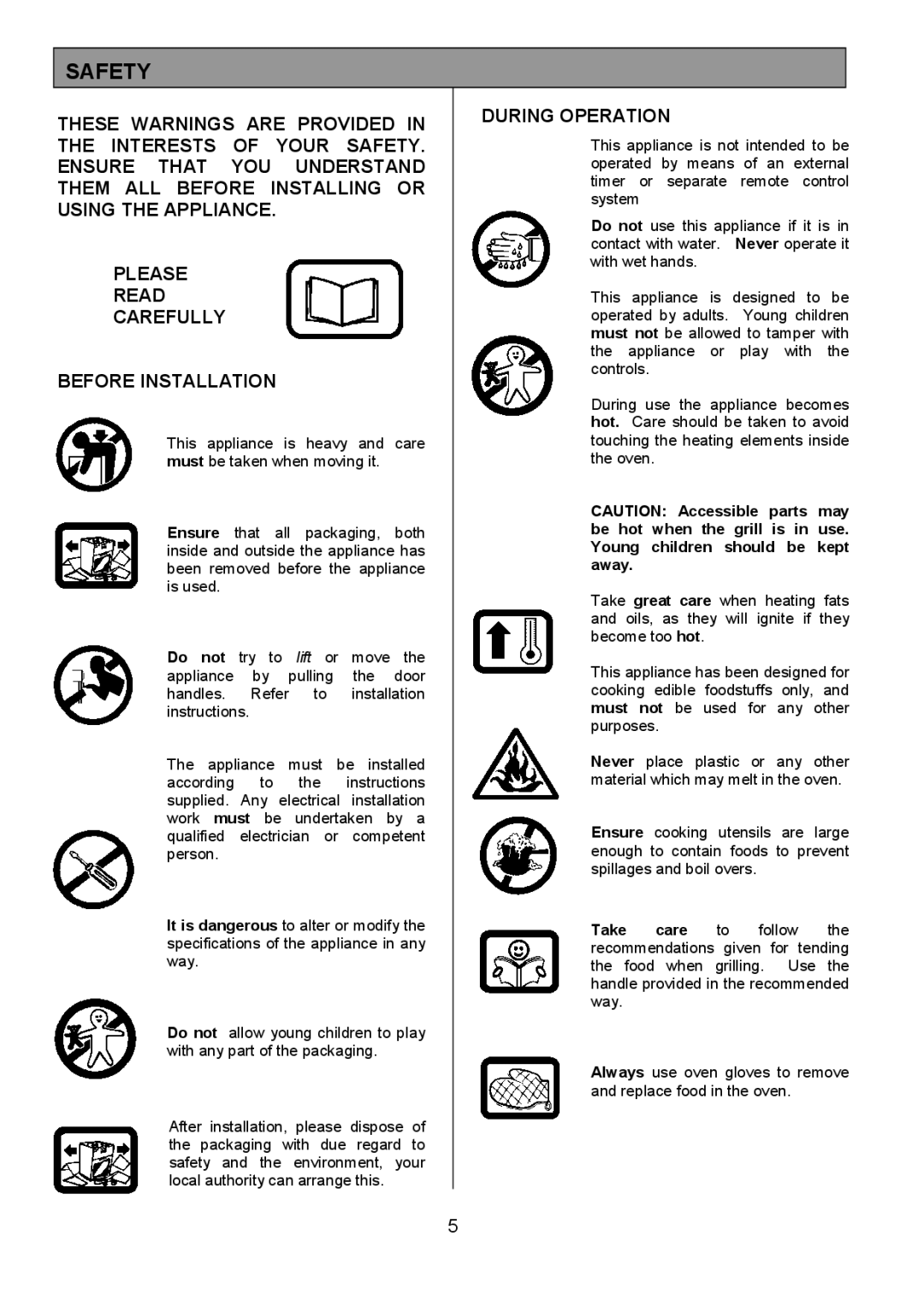 Electrolux 948, 949 manual Safety, During Operation 