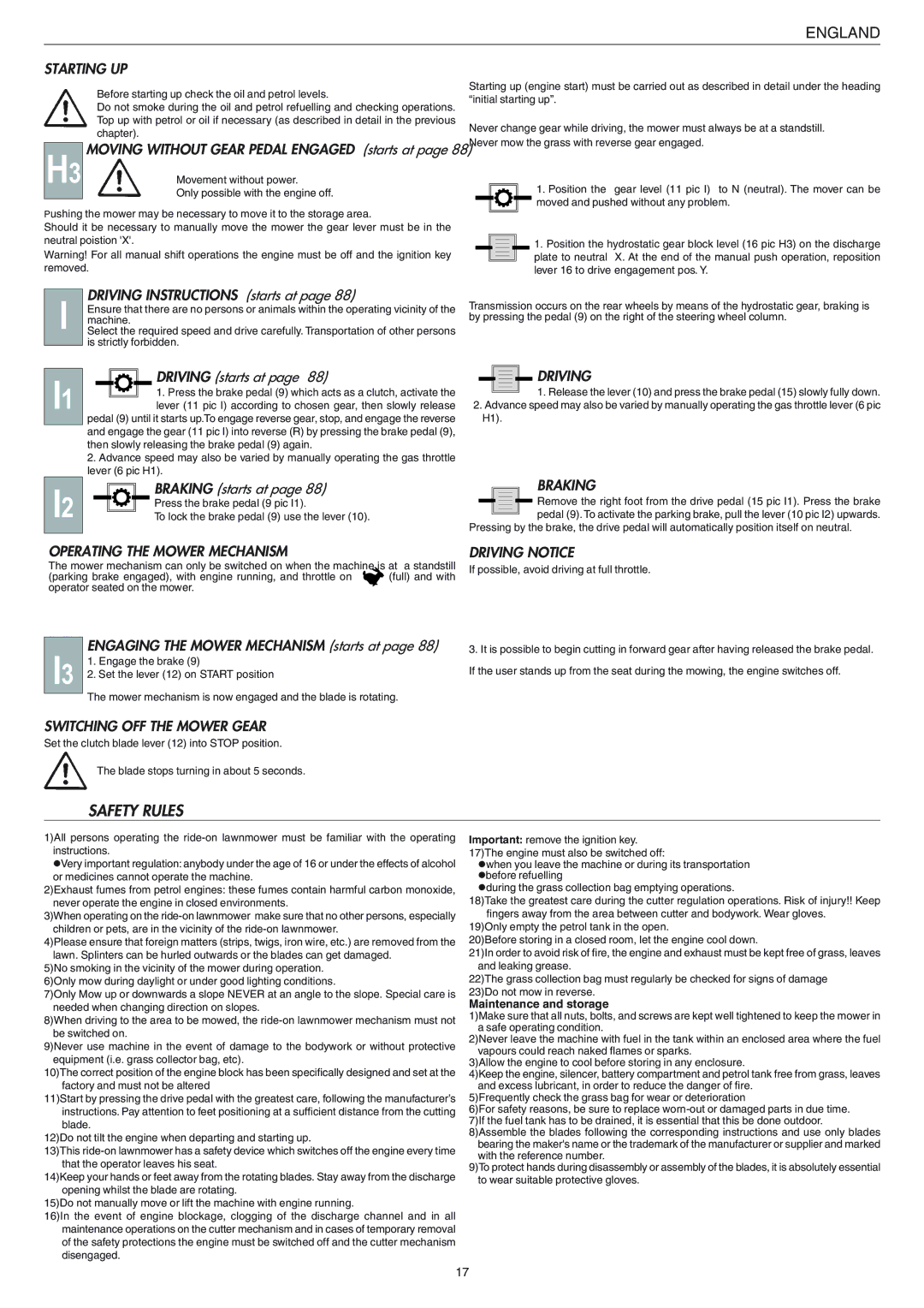 Electrolux 125H, 95387831900 instruction manual Safety Rules 