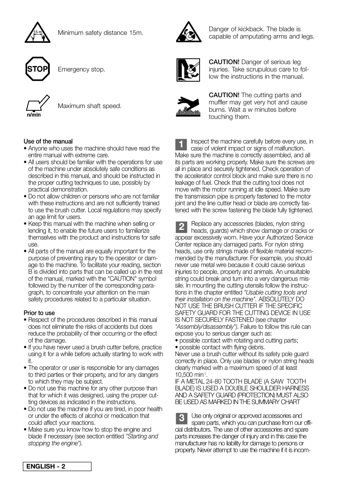 Electrolux 3925 Low the instructions in the manual, Muffler may get very hot and cause, Burns. Wait a w minutes before 