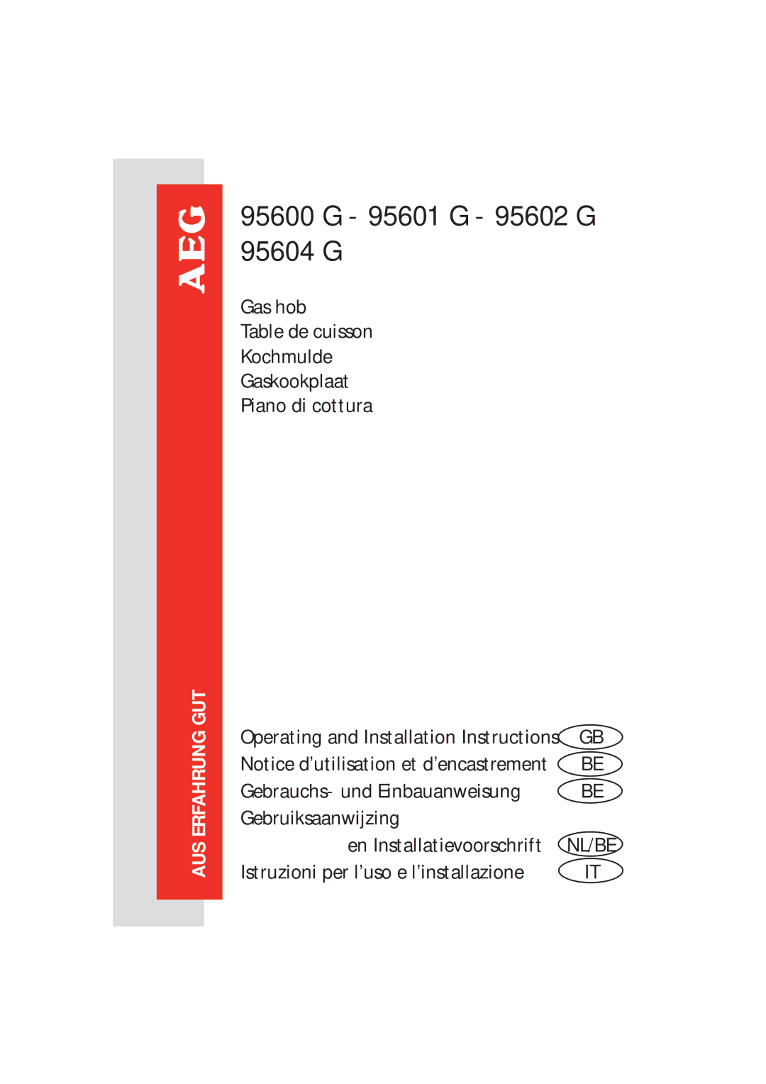 Electrolux 95600 G installation instructions 95601 G 95602 G 95604 G 