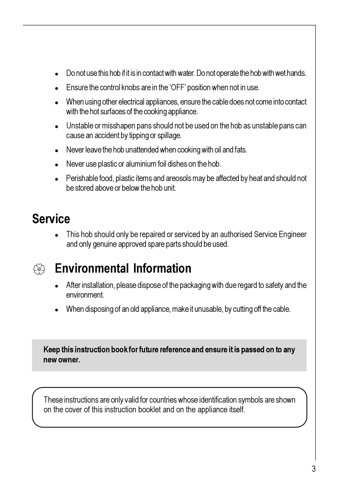 Electrolux 95752 G manual Service, Environmental Information 