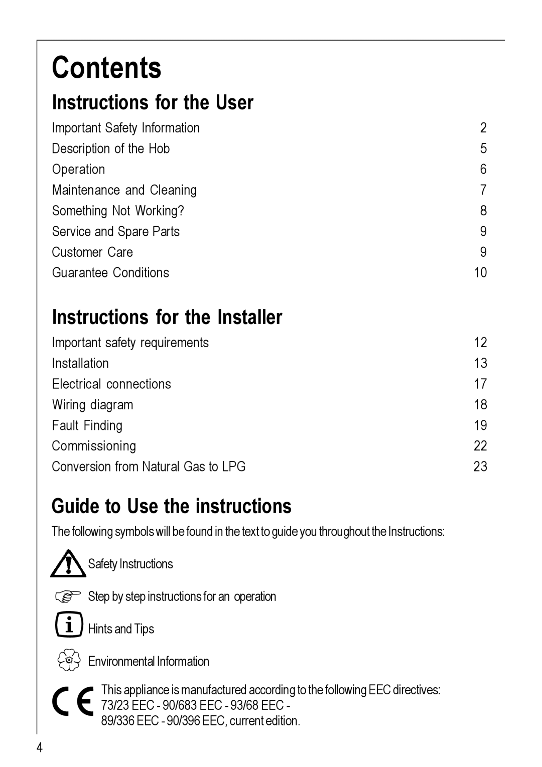 Electrolux 95752 G manual Contents 