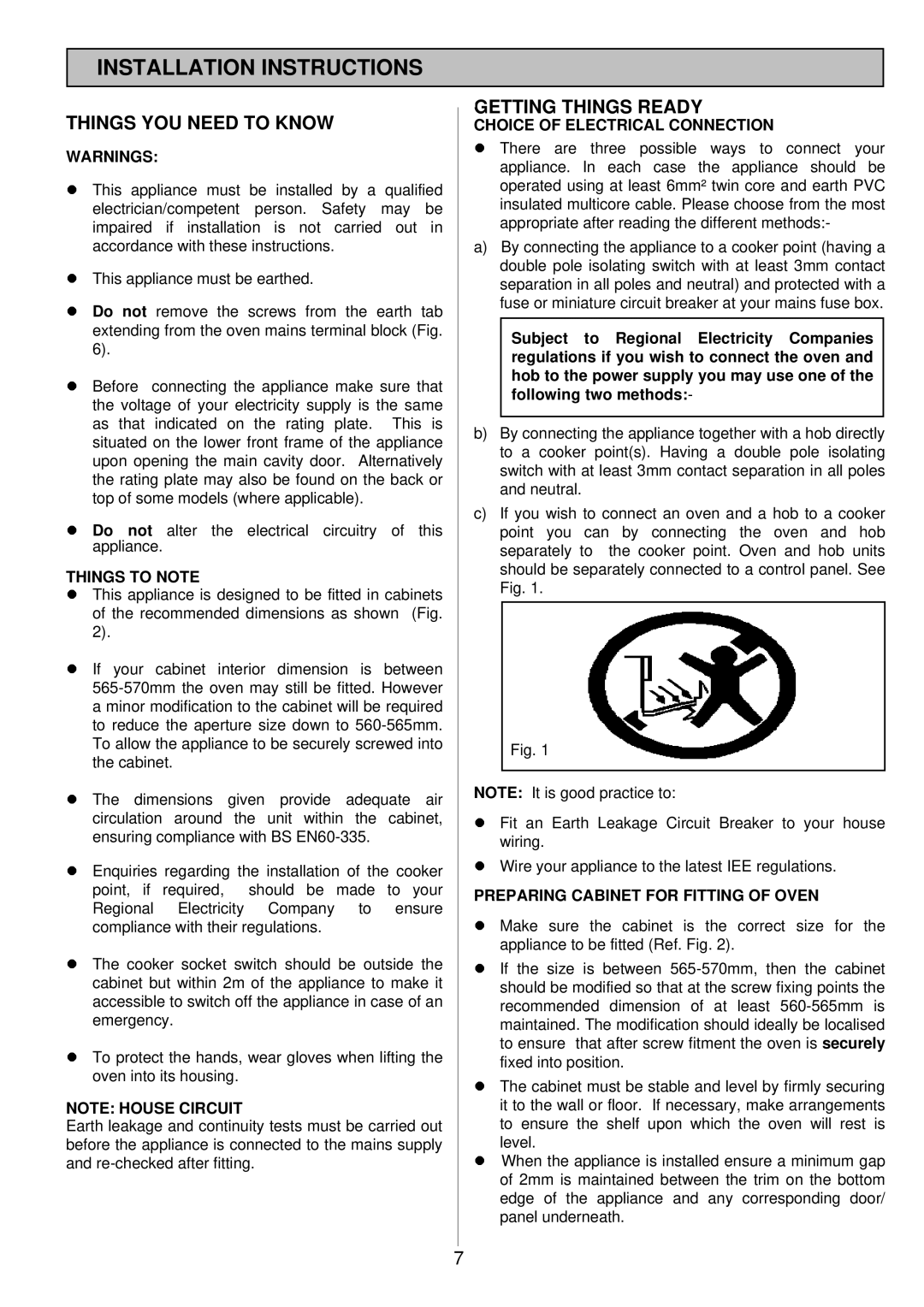 Electrolux 985 manual Installation Instructions, Things YOU Need to Know, Getting Things Ready, Things to Note 