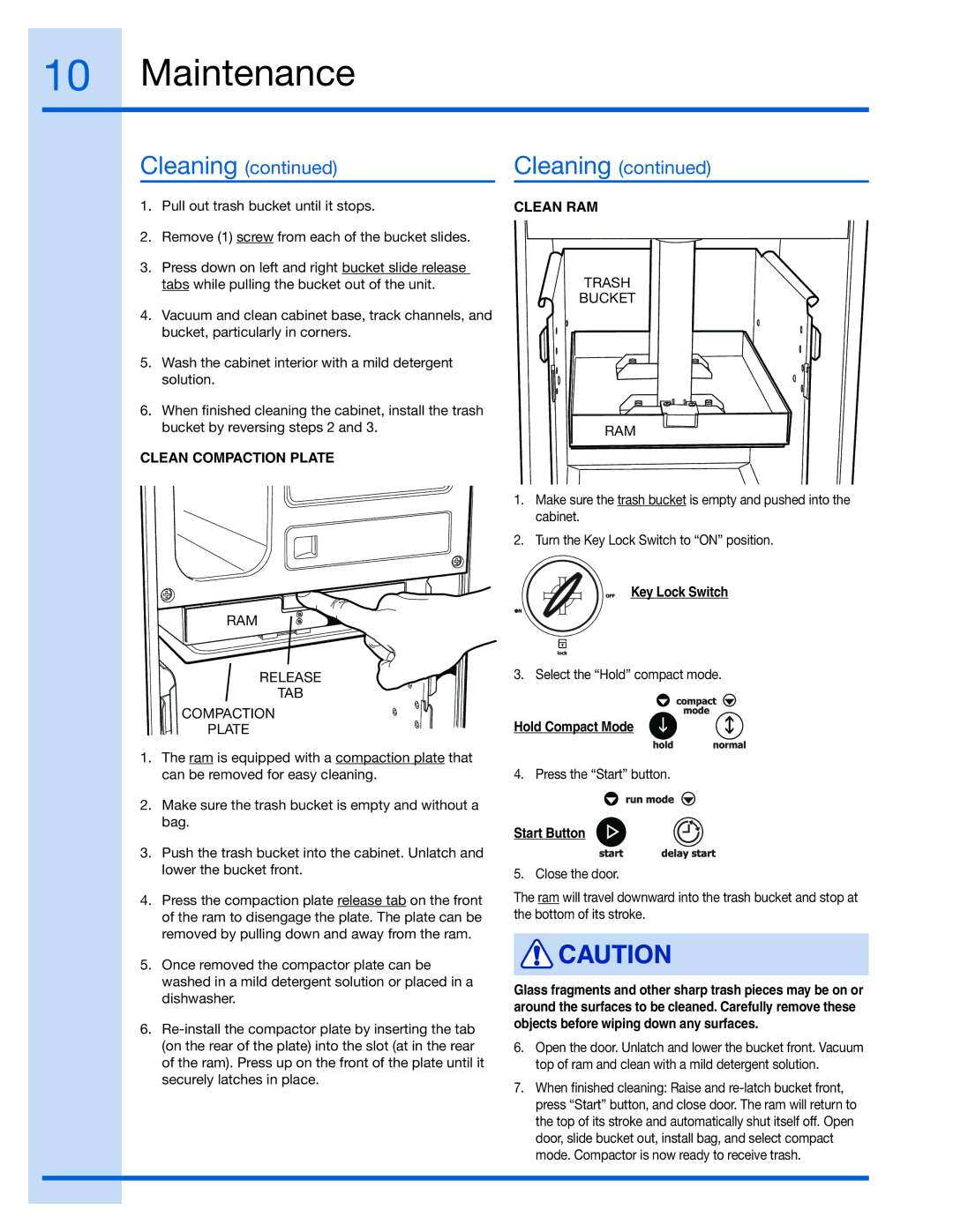 Electrolux 99526808A, E15TC75HPS manual Clean compaction plate, Clean ram 