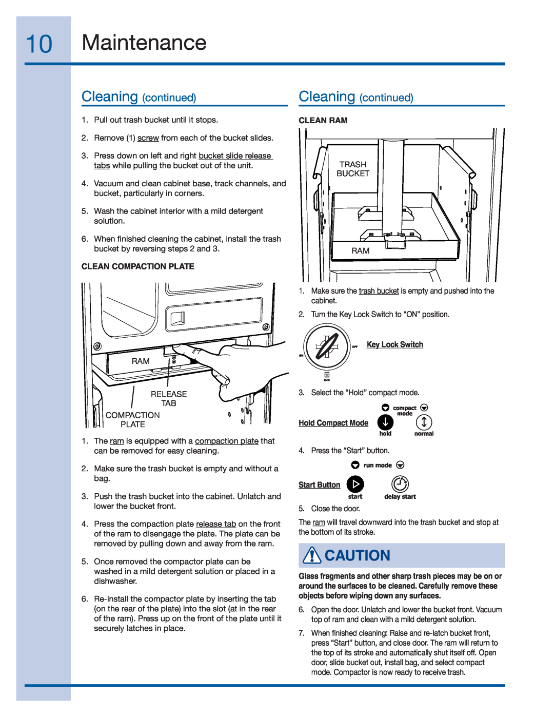 Electrolux 99526808A, E15TC75HPS manual Maintenance, Cleaning continued 