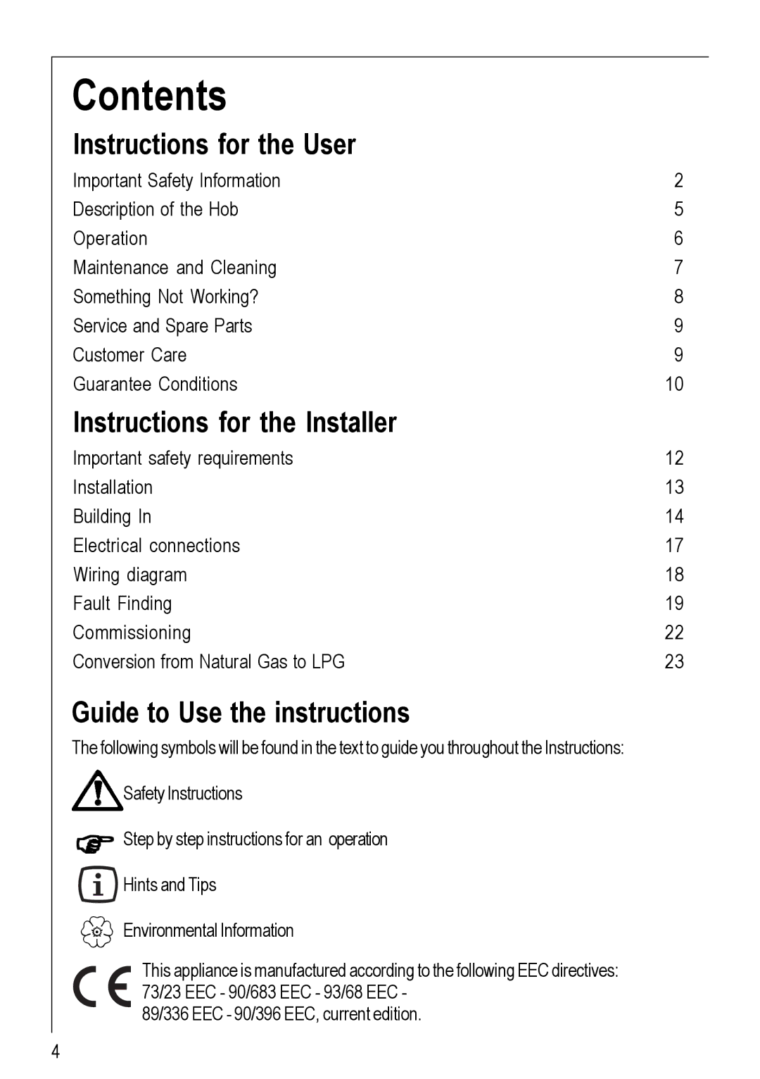 Electrolux 99852 G manual Contents 