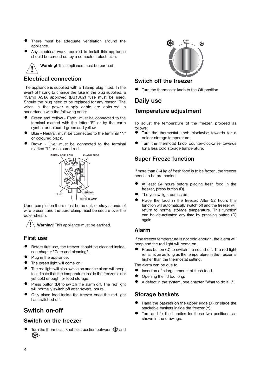 Electrolux A 40270 GT, A 40230 GT user manual Daily use, Switch on-off 