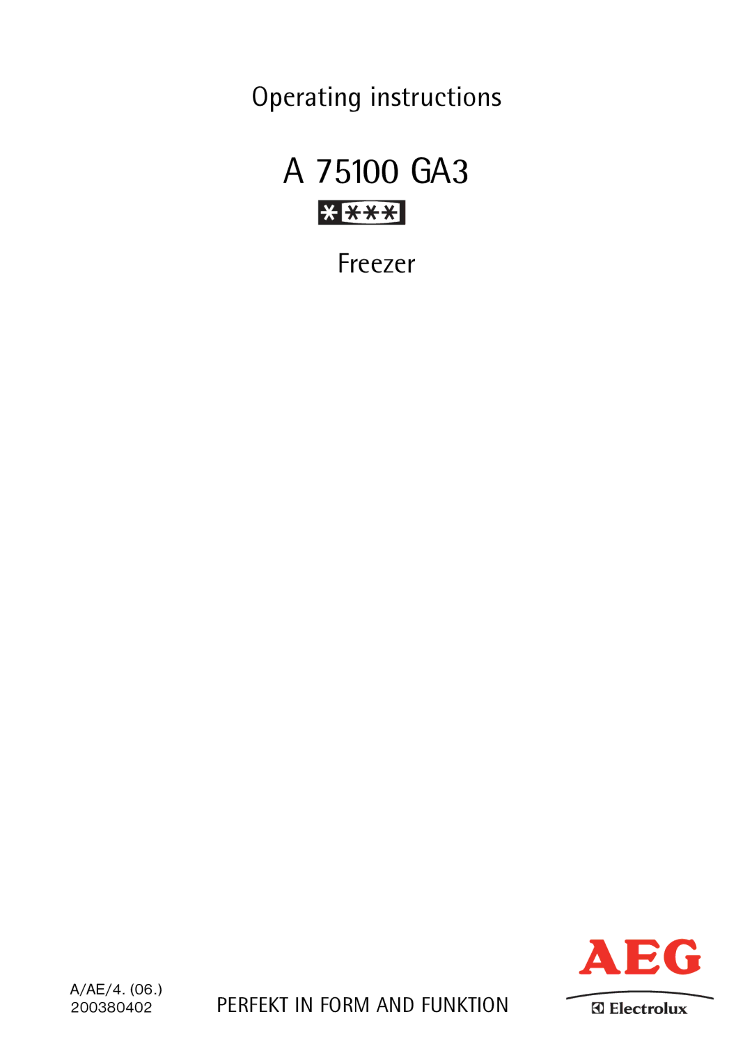 Electrolux A 75100 GA3 operating instructions 