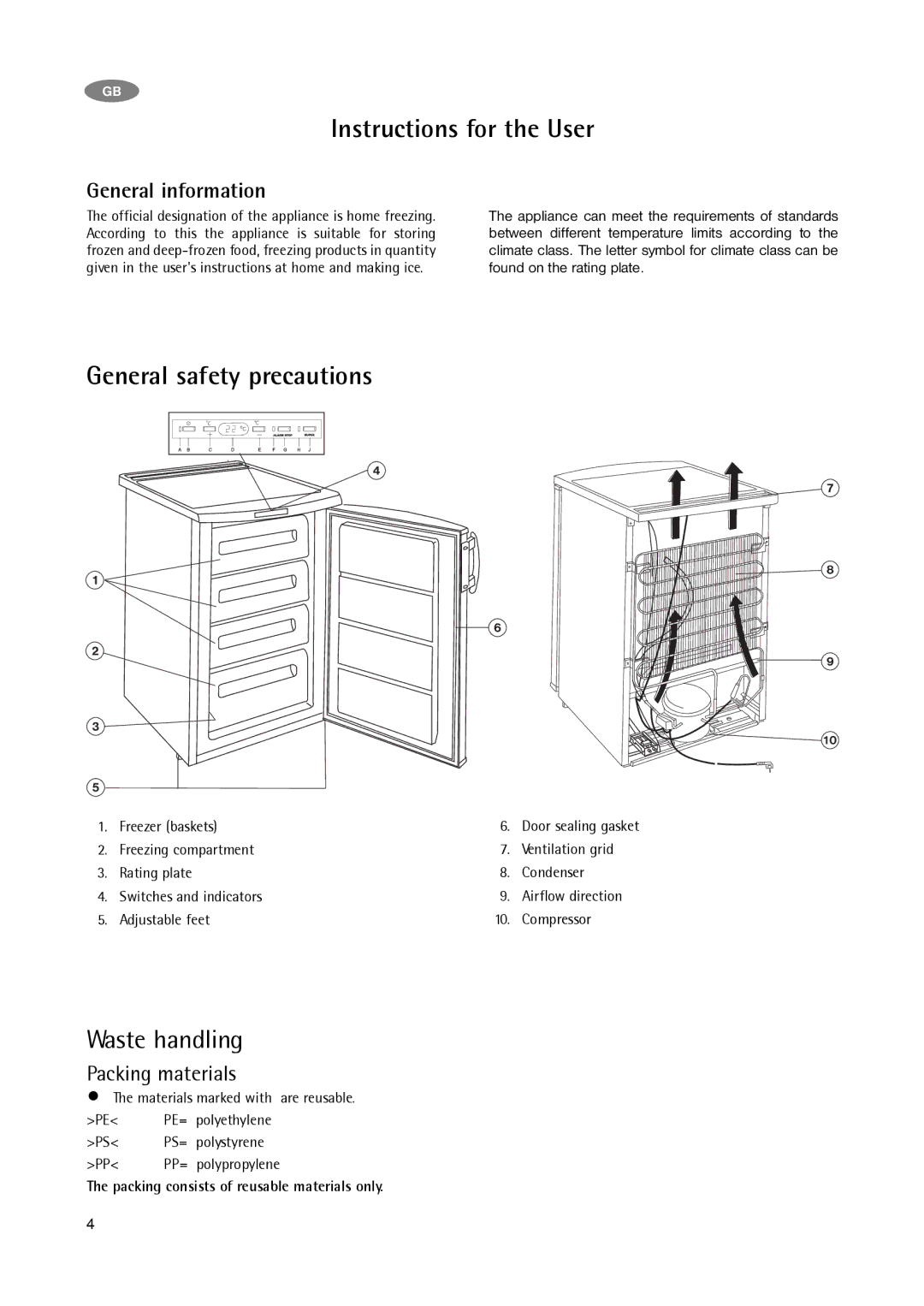 Electrolux A 75100 GA3 operating instructions Instructions for the User, General safety precautions, General information 