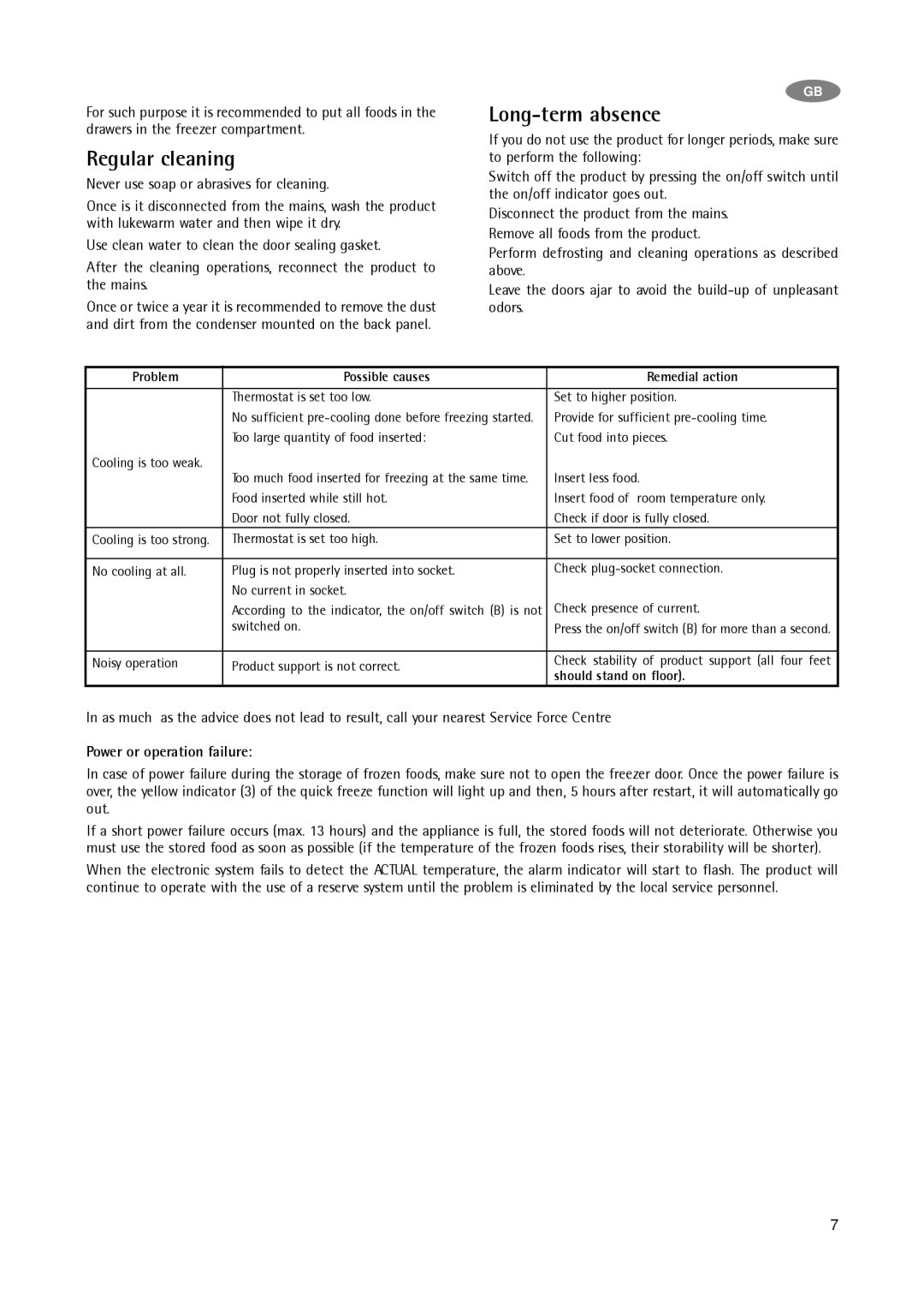 Electrolux A 75100 GA3 operating instructions Regular cleaning, Long-term absence, Power or operation failure 