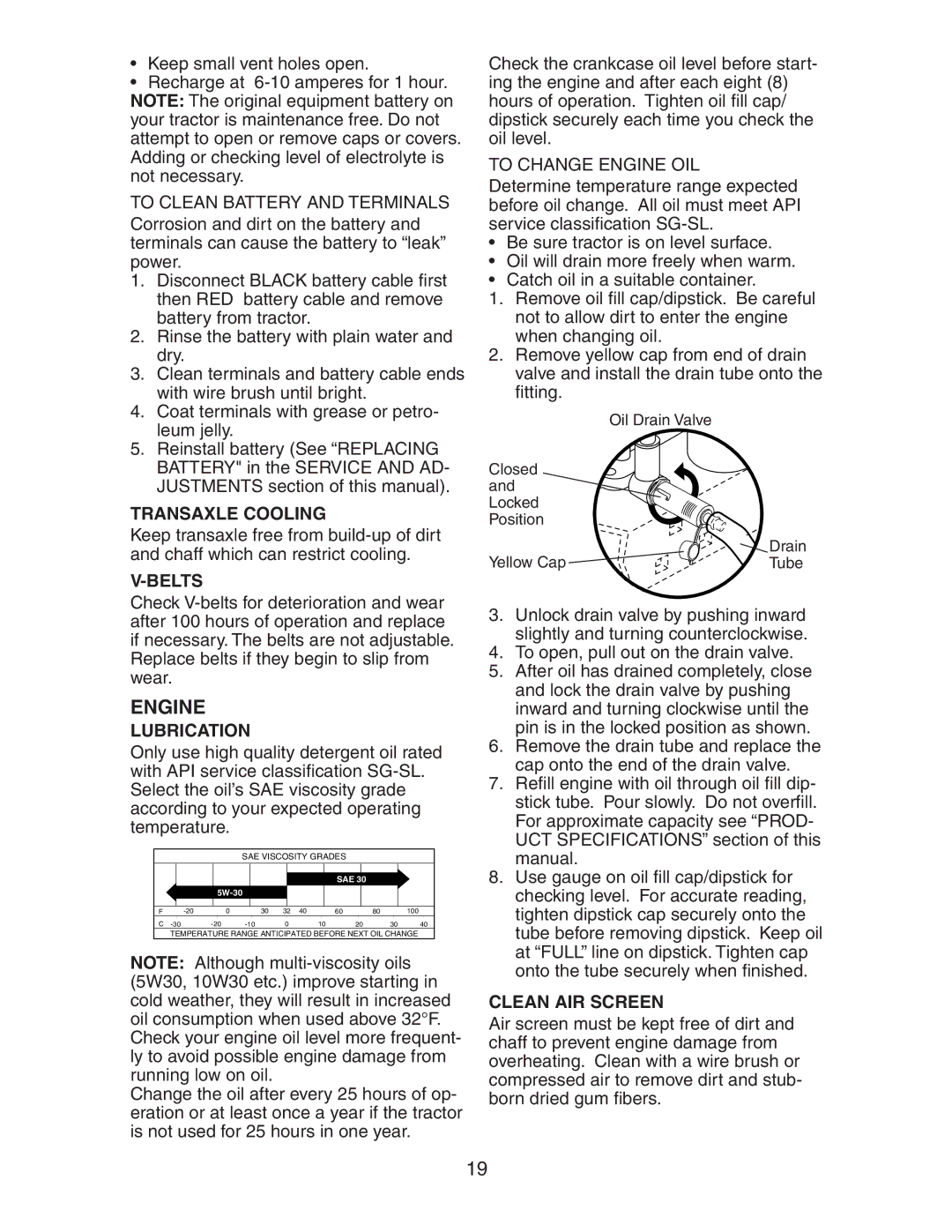 Electrolux AG15538A manual Engine, Transaxle Cooling, Belts, Lubrication, Clean AIR Screen 