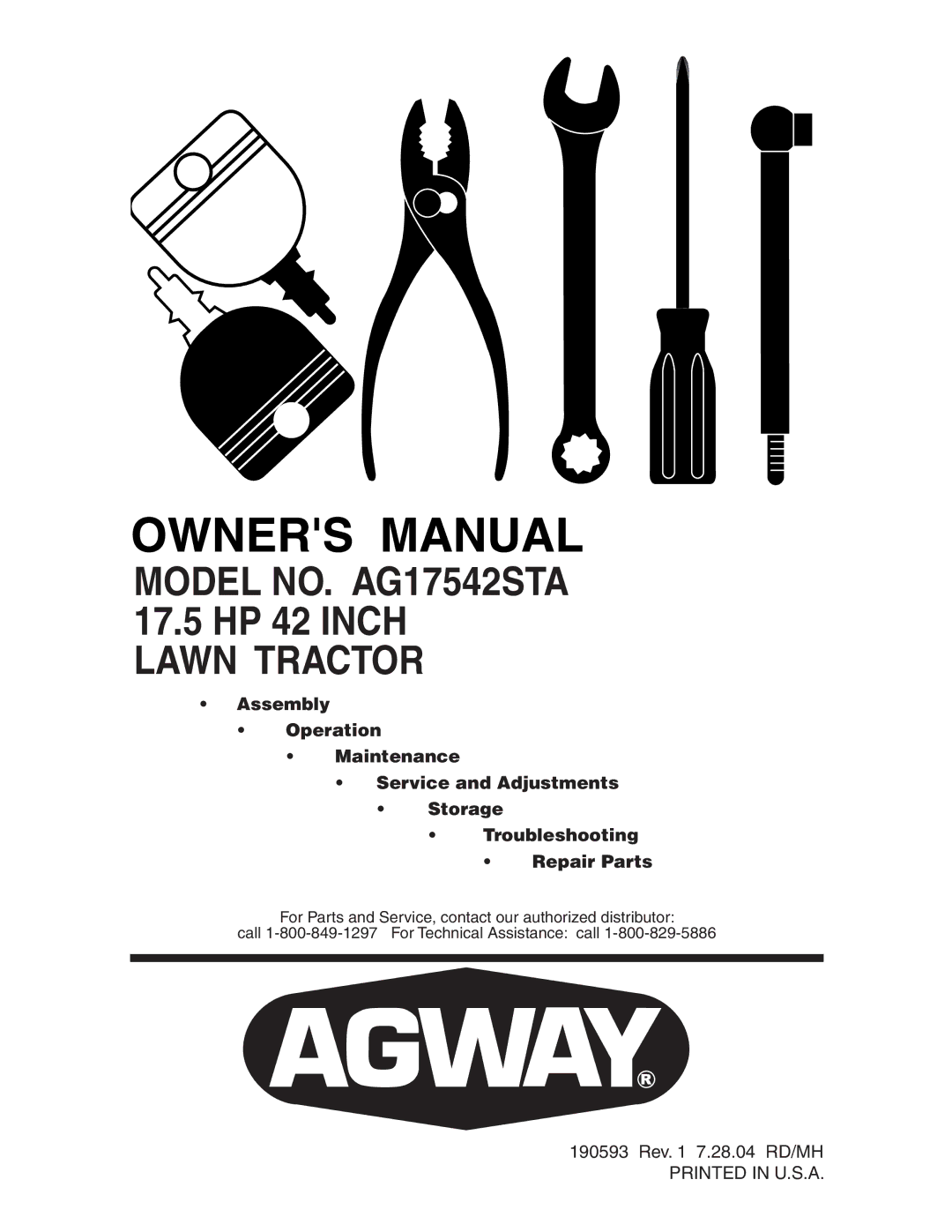 Electrolux manual Model NO. AG17542STA 