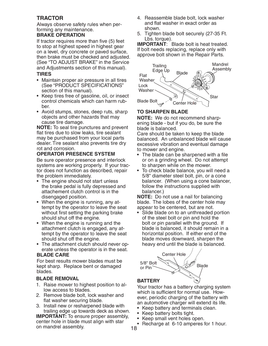 Electrolux AG17542STA manual Tractor 