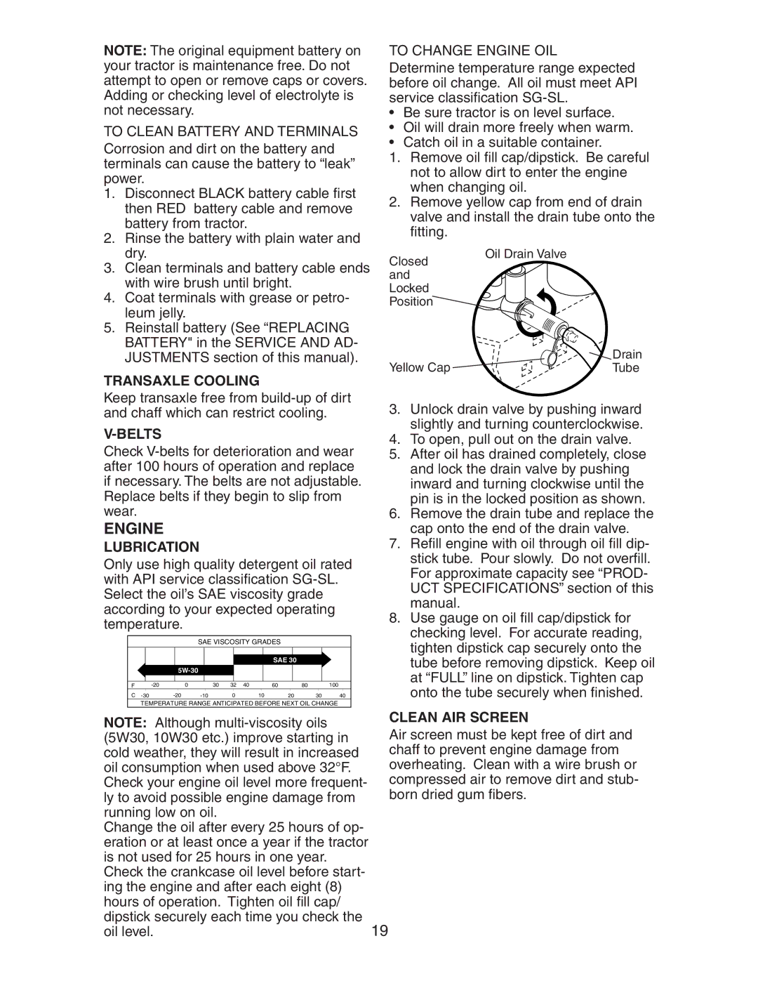 Electrolux AG17542STA manual Engine, Transaxle Cooling, Belts, Lubrication, Clean AIR Screen 