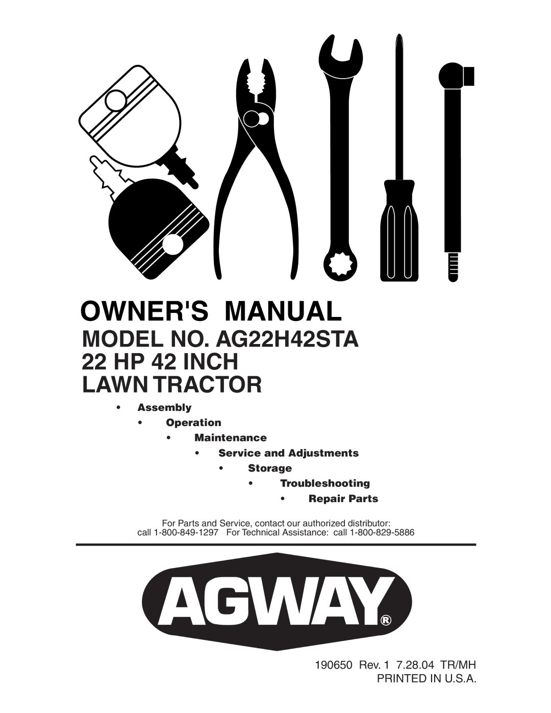 Electrolux AG22H42STA manual Lawn Tractor 