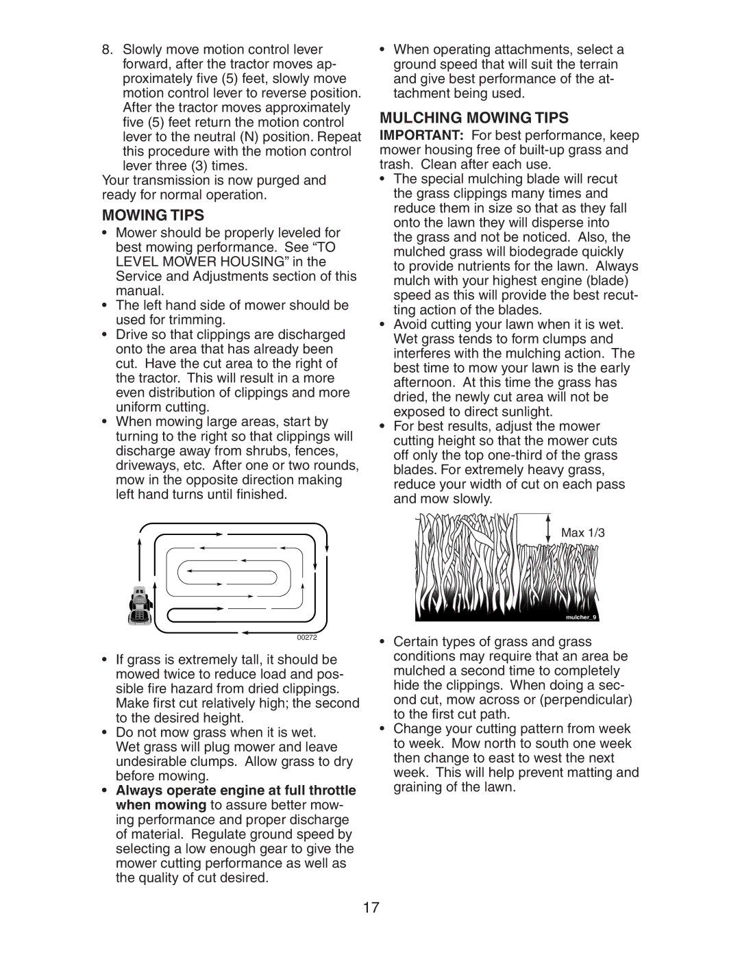 Electrolux AG22H42STA manual Mulching Mowing Tips 